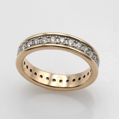 27041997a - Memoryring mit Brillanten, RG 585/000, z.T. rhod., Schiene rundum bes. m. Brill. zus. ...