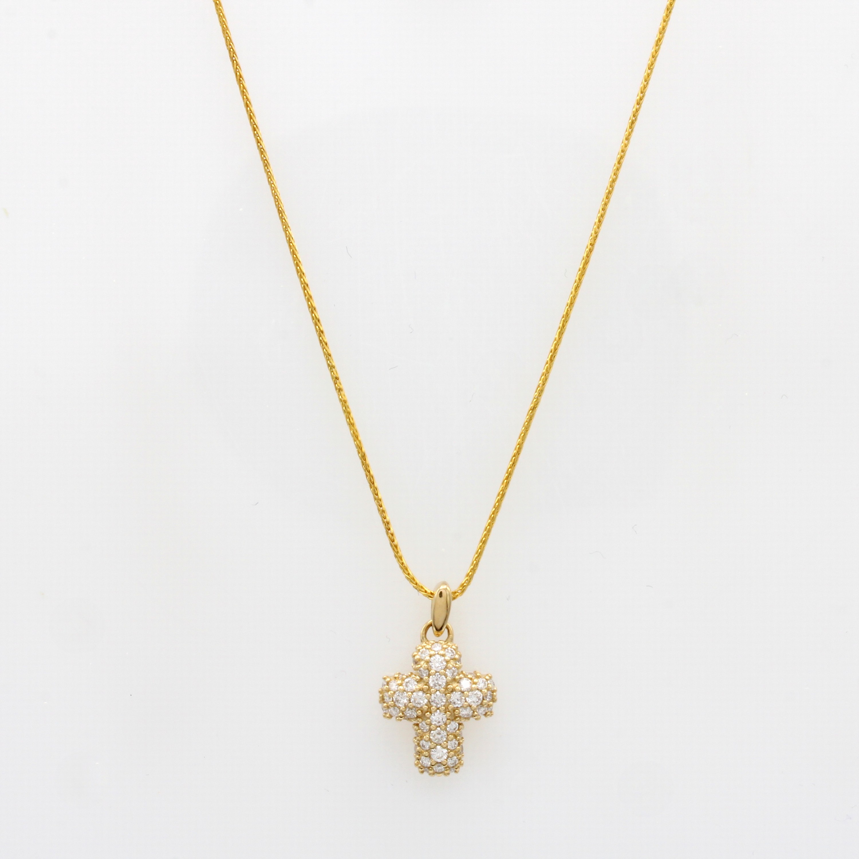 Image 27042000 - Kreuzanhänger mit Brillanten an Kette, GG 585/000, Brill. zus. ca. 0.30 ct Weiß/si, in ...