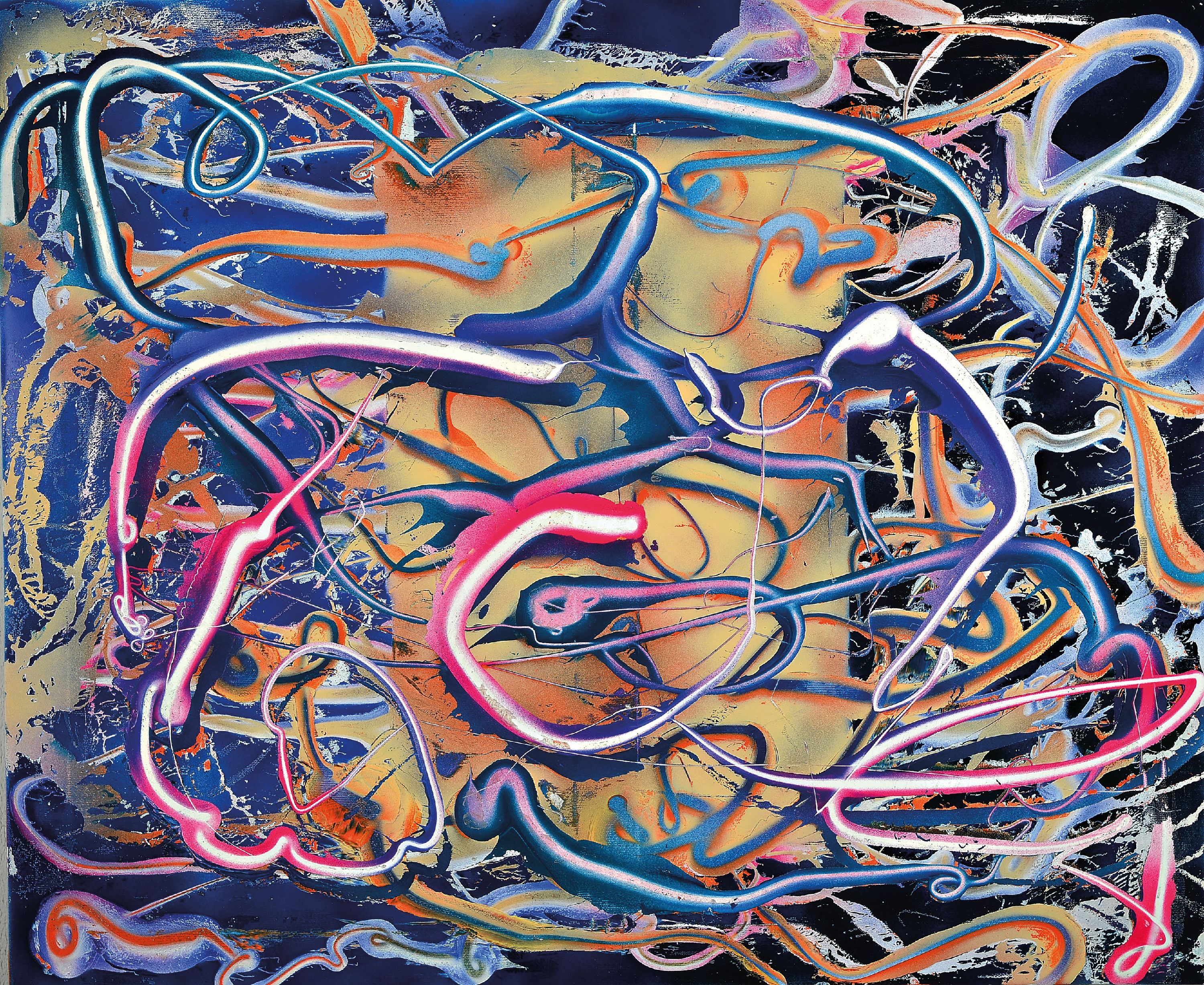 Detail k: Franziska Wolff, geb. 1987 Berlin, Ohne Titel, Mischtechnik und Acryl auf Lwd, rückseitig sign. und dat. 12/2020, ca. 85x 70cm, Meisterschülerin ...
