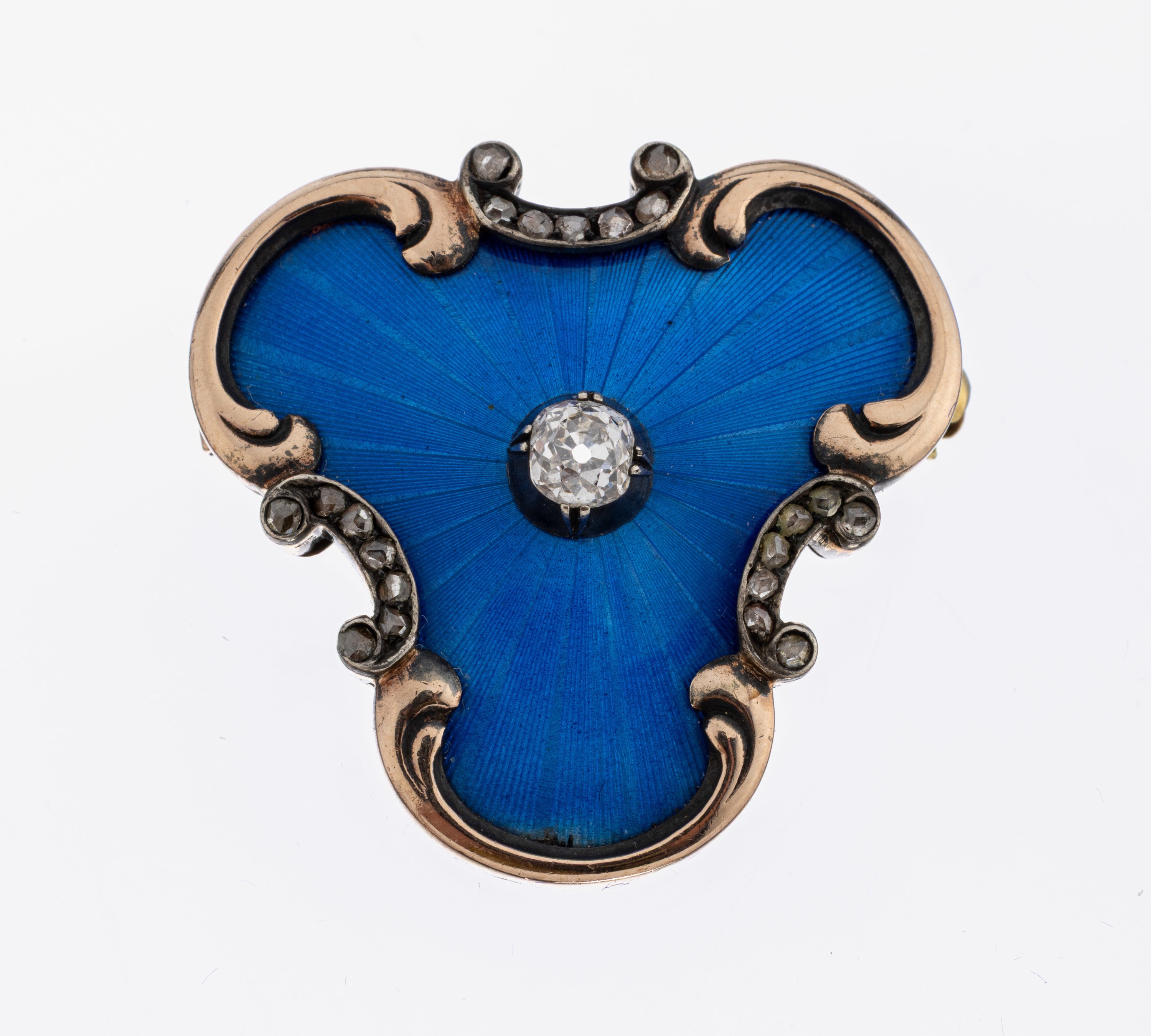 Image 27042021 - 14 kt Gold Diamant-Email-Brosche, um 1900, GG 585/000 gepr., qualitätvolle ...