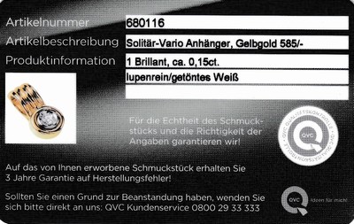 27042031a - 14 kt Gold Brillant-Clipanhänger, GG/WG 585/000, in WG gefasster Brillant ca. 0.17 ct ...