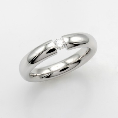 27042068a - Spannring mit Brillant, WG 750/000, Brill. ca. 0.10 ct feines Weiß/si, RW ca. 52 ...