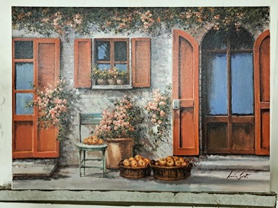 Image Lucia Sarto, born 1950 Porporetto, flowers vor dem house, oil/canvas, right below sign., ...