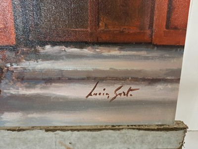 27042080a - Lucia Sarto, geb. 1950 Porporetto, Blumen vor dem Haus, Öl/Lwd, rechts unten sign., ca. ...