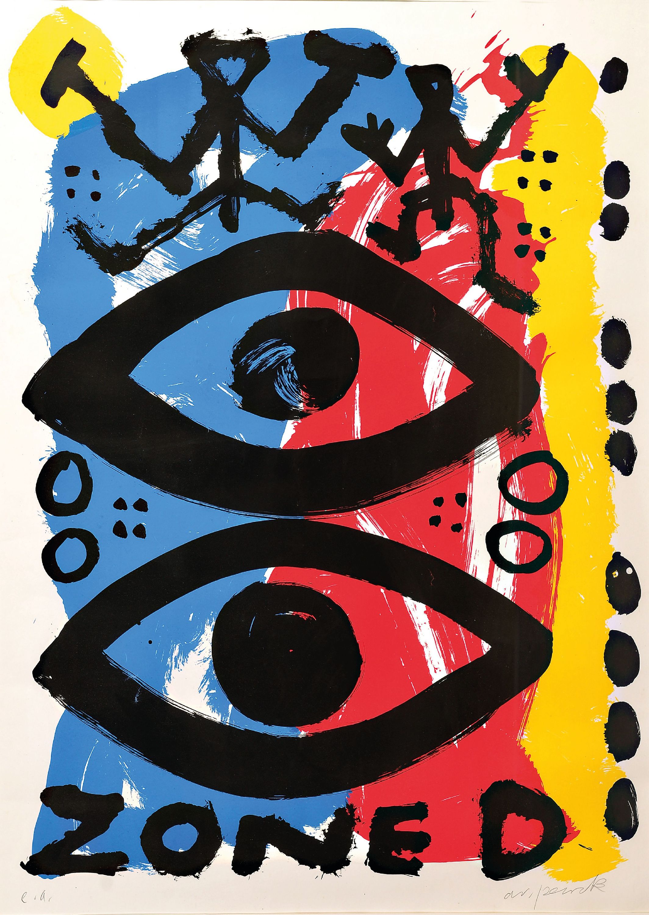 Image 27042125 - A.R. Penck, 1939-2017, Zone D, Farbserigraphie, handsigniert, bez.: e.a., ca. 110x80cm, ...