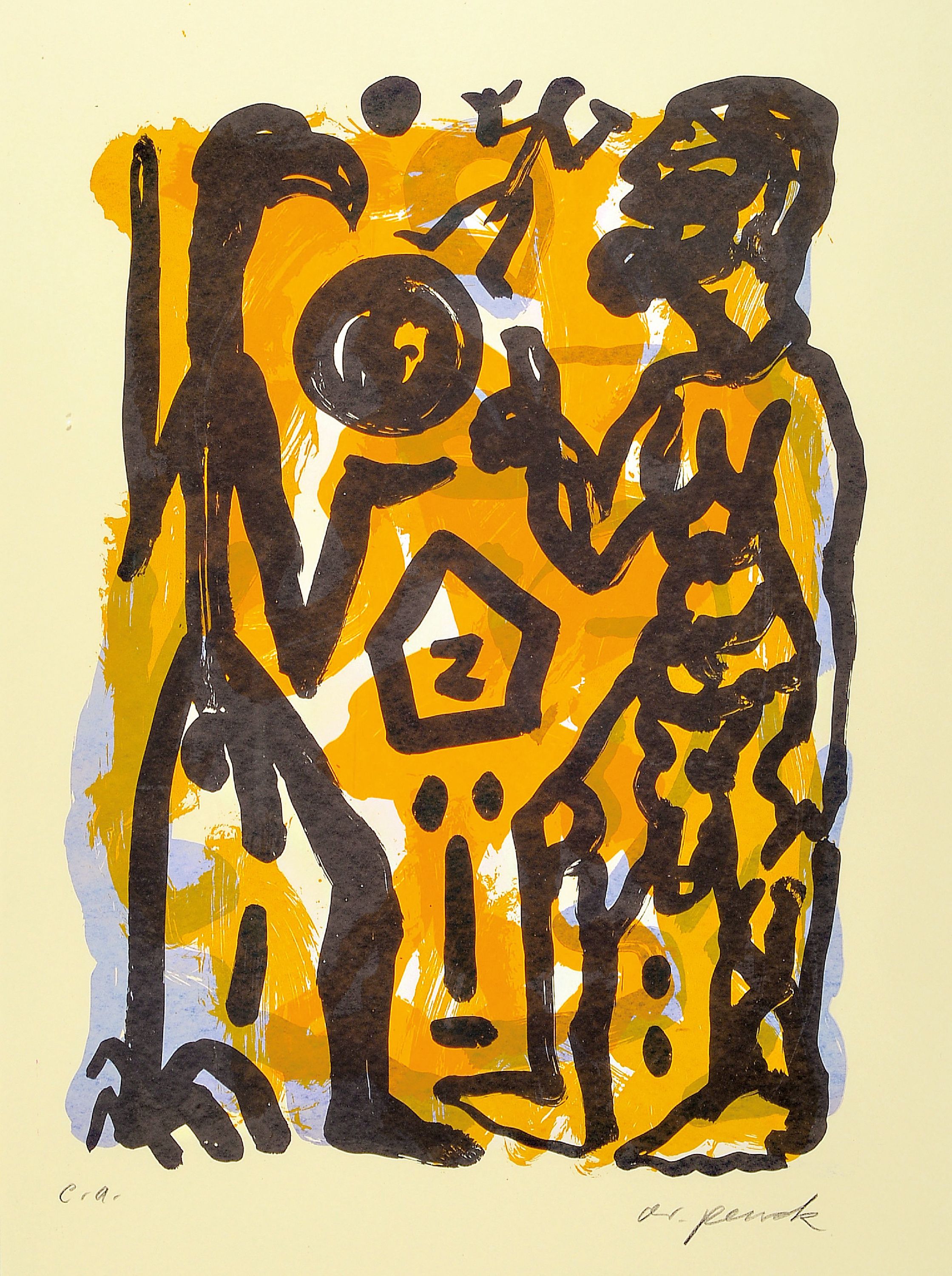 Image 27042126 - A.R. Penck, 1939-2017, Ohne Titel, Farbserigraphie, handsigniert, bez.: e.a., ca. ...