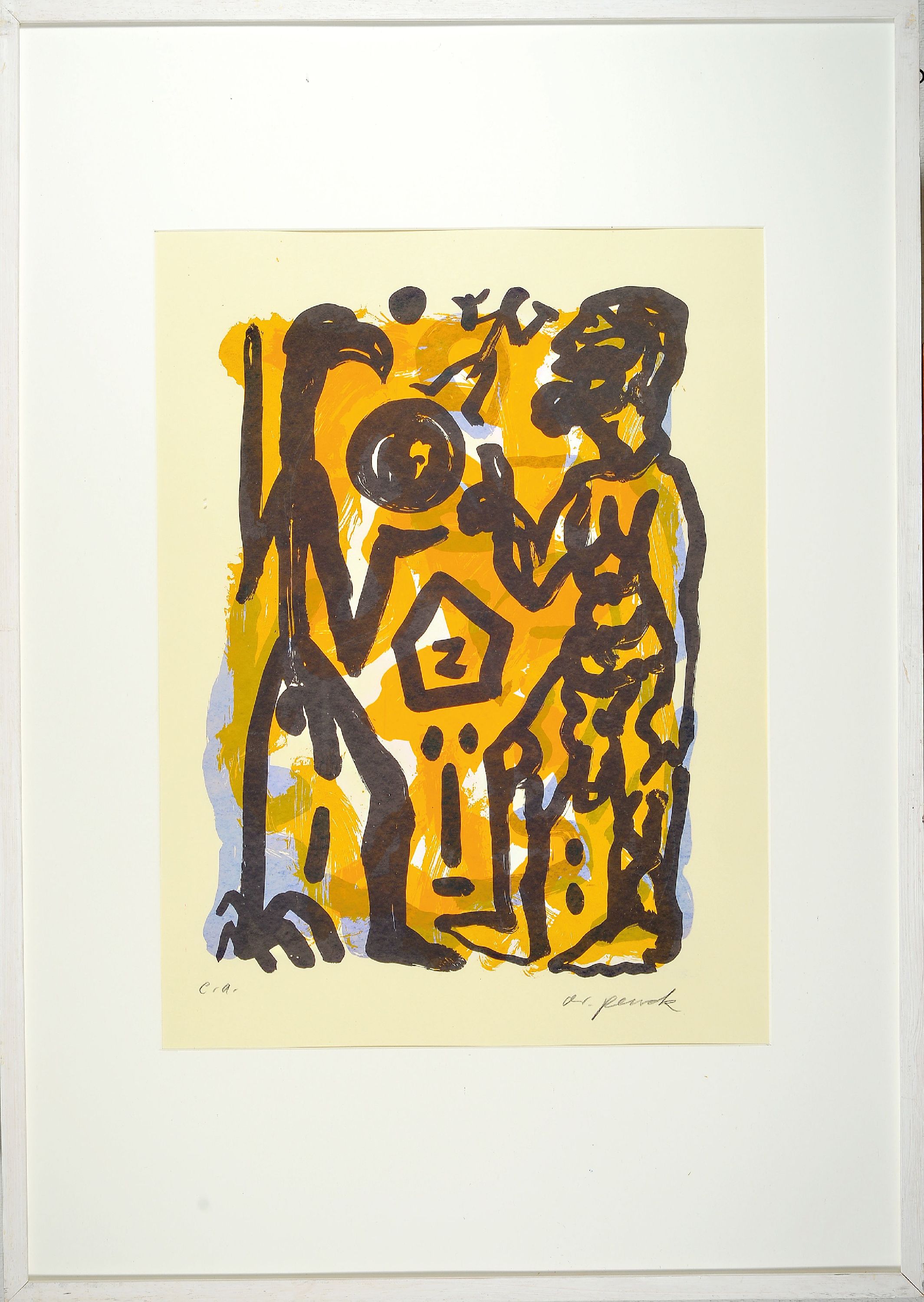 Detail k: A.R. Penck, 1939-2017, Ohne Titel, Farbserigraphie, handsigniert, bez.: e.a., ca. 55x39cm, PP, u.Gl., R. ca. 103x73cm