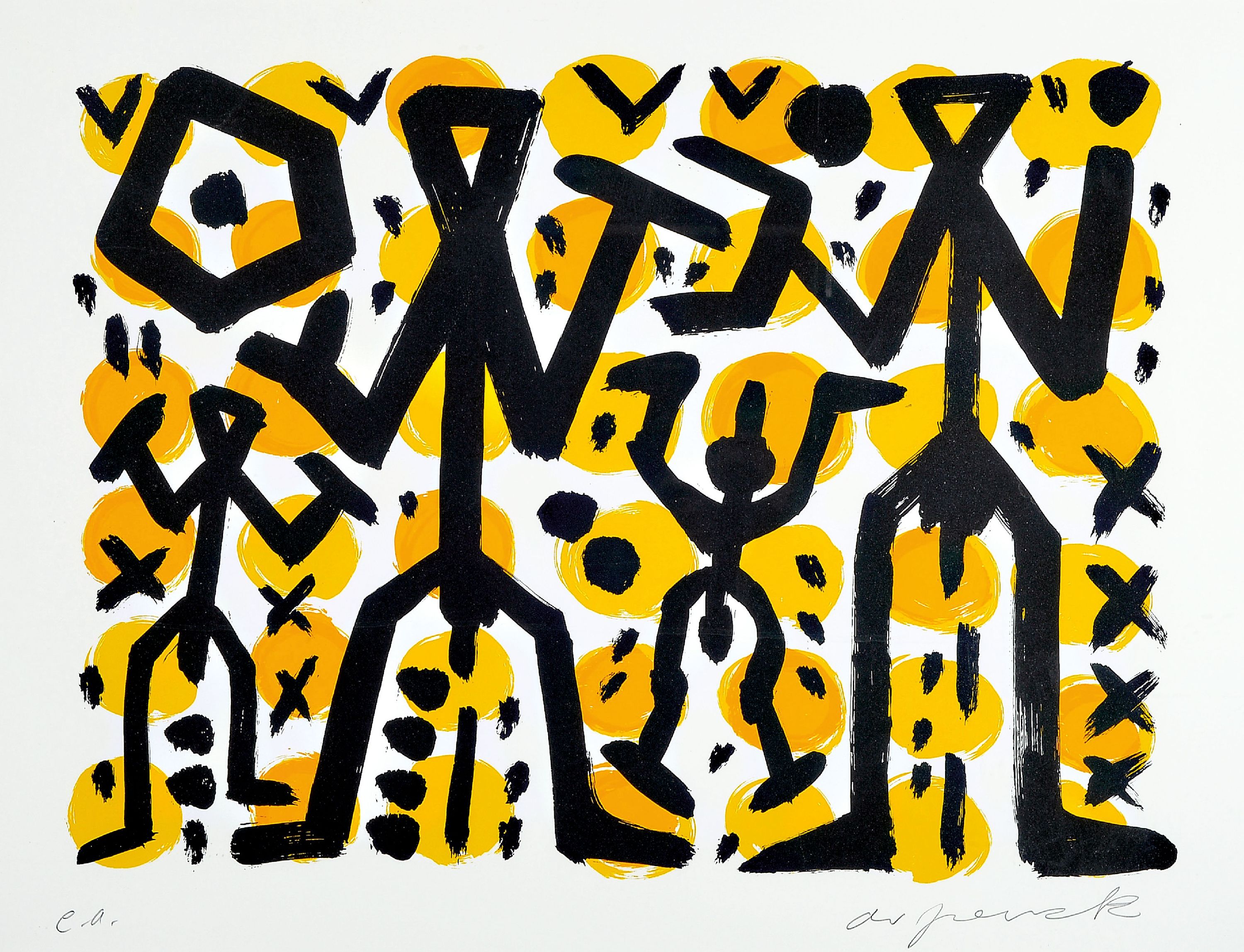 Image 27042128 - A.R. Penck, 1939-2017, Ohne Titel, Farbserigraphie, handsigniert, bez.: e.a., ca. ...