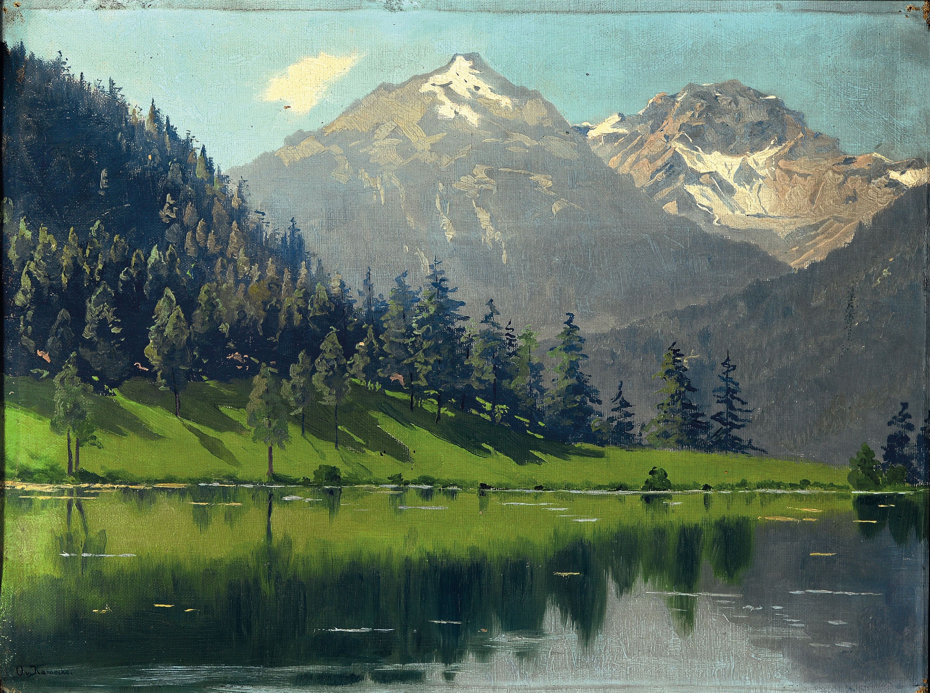 Image 27042130 - Otto Werner von Kameke, 1826 Stolp-1899 Berlin, Voralpenlandschaft, Blick wohl über den ...