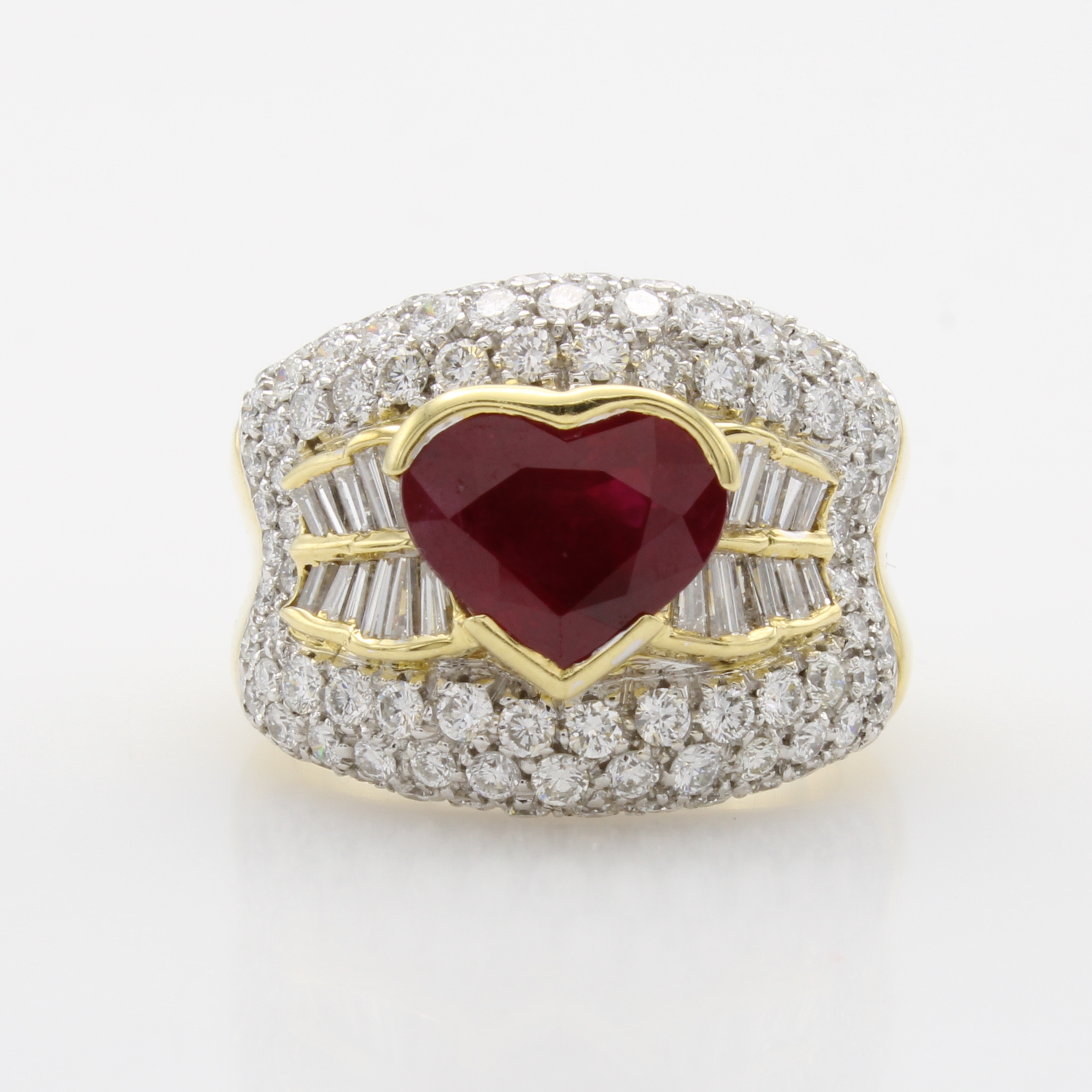 Image 27042159 - Ring ´Herz´ mit Rubinen, Diamanten und Brillanten, GG/WG 750/000, Rubinherz (riss- ...