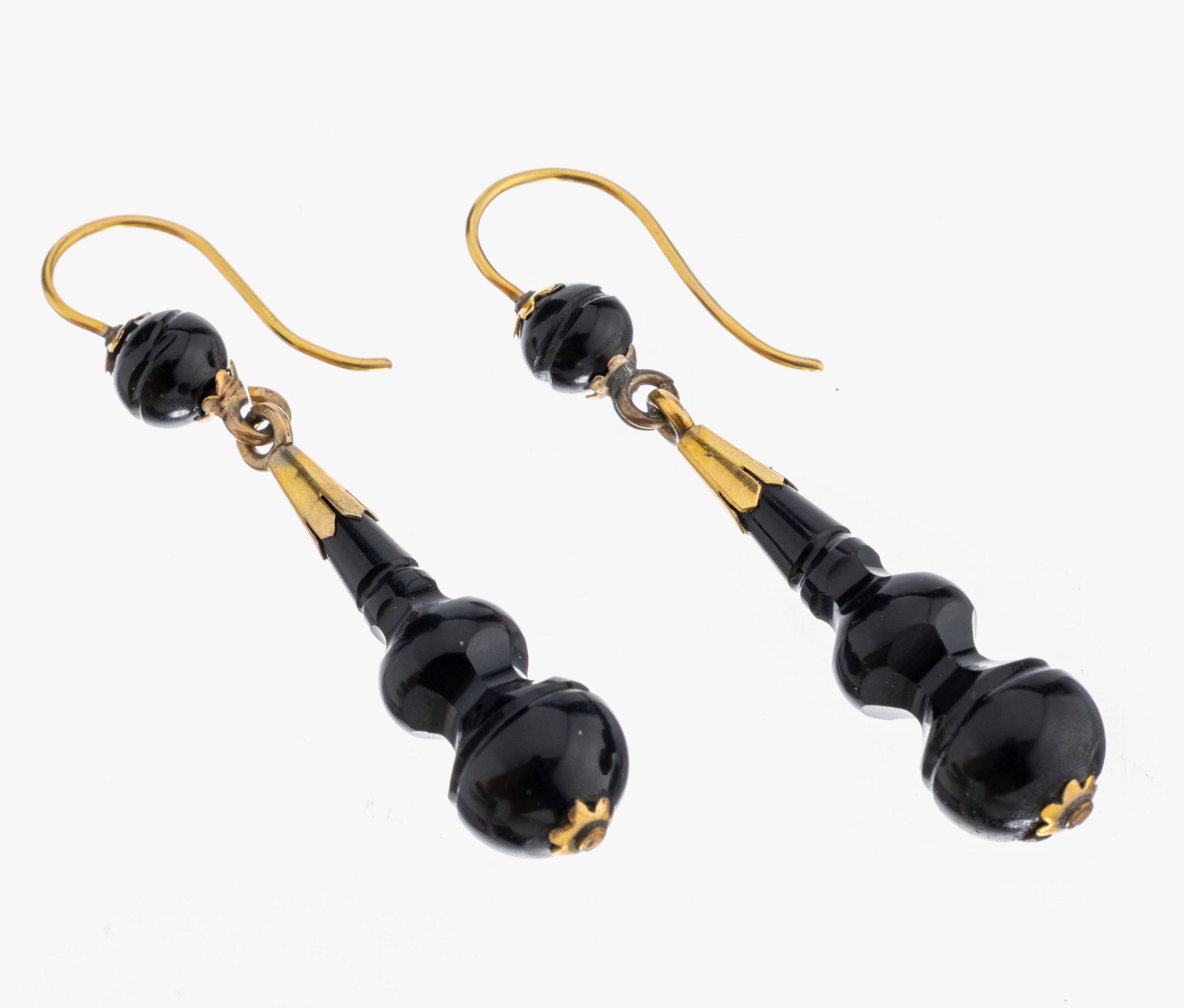 Image 27042167 - Paar Art Deco Ohrhänger, 1920er-30er Jahre, Metall verg., länglich bewegl., schwarzer ...