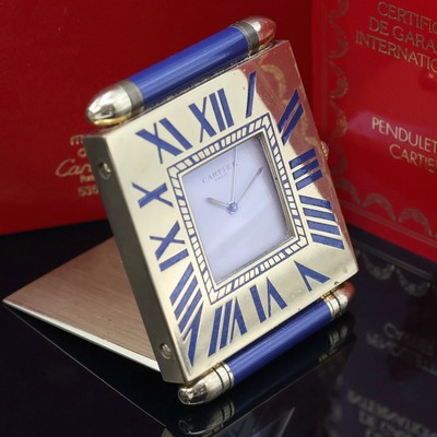 27042140b - CARTIER kleiner Tischwecker, Schweiz verk. lt. beil. Garantie 05/1986, quarz, verg., ...