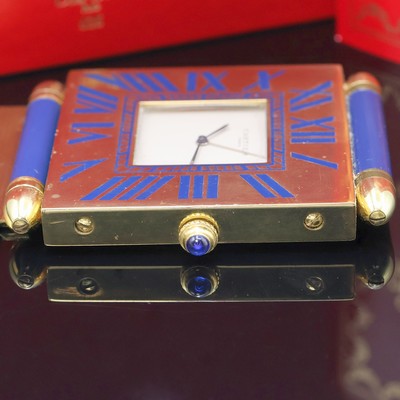 27042140c - CARTIER kleiner Tischwecker, Schweiz verk. lt. beil. Garantie 05/1986, quarz, verg., ...