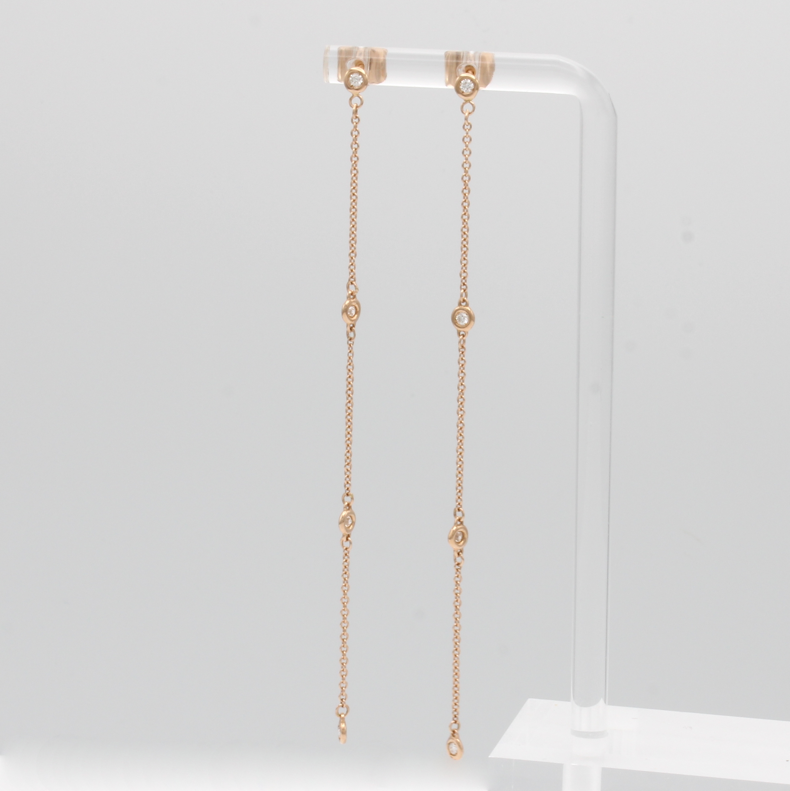 Image 27042221 - Paar Ohrstecker mit Brillanten, RG 750/000, lange Abhängungen mit integrierten Brill. ...