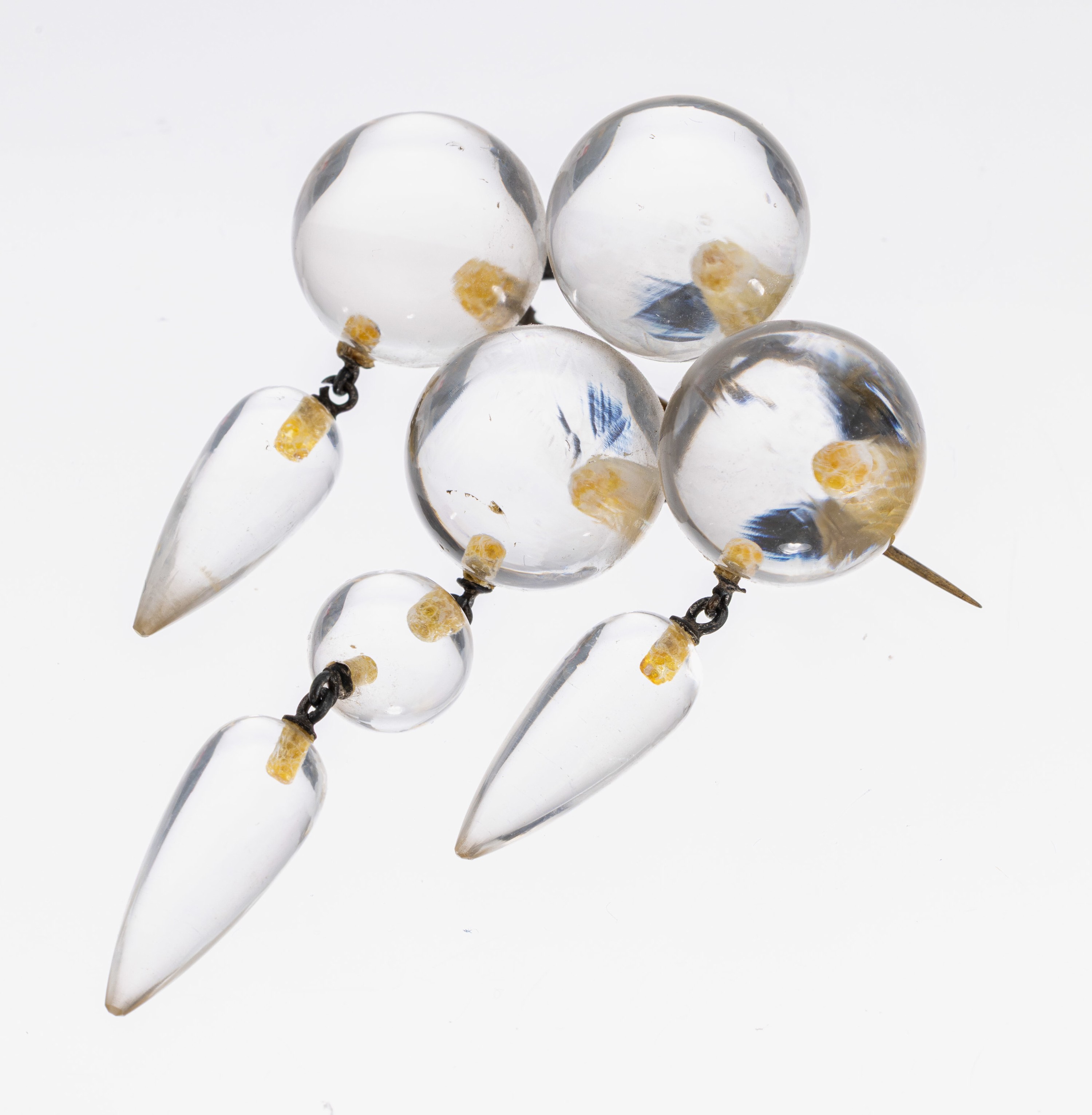 Image 27042227 - Bergkristall-Brosche, Idar-Oberstein um 1900, 4 Bergkristall-Kugeln mit bewegl. ...