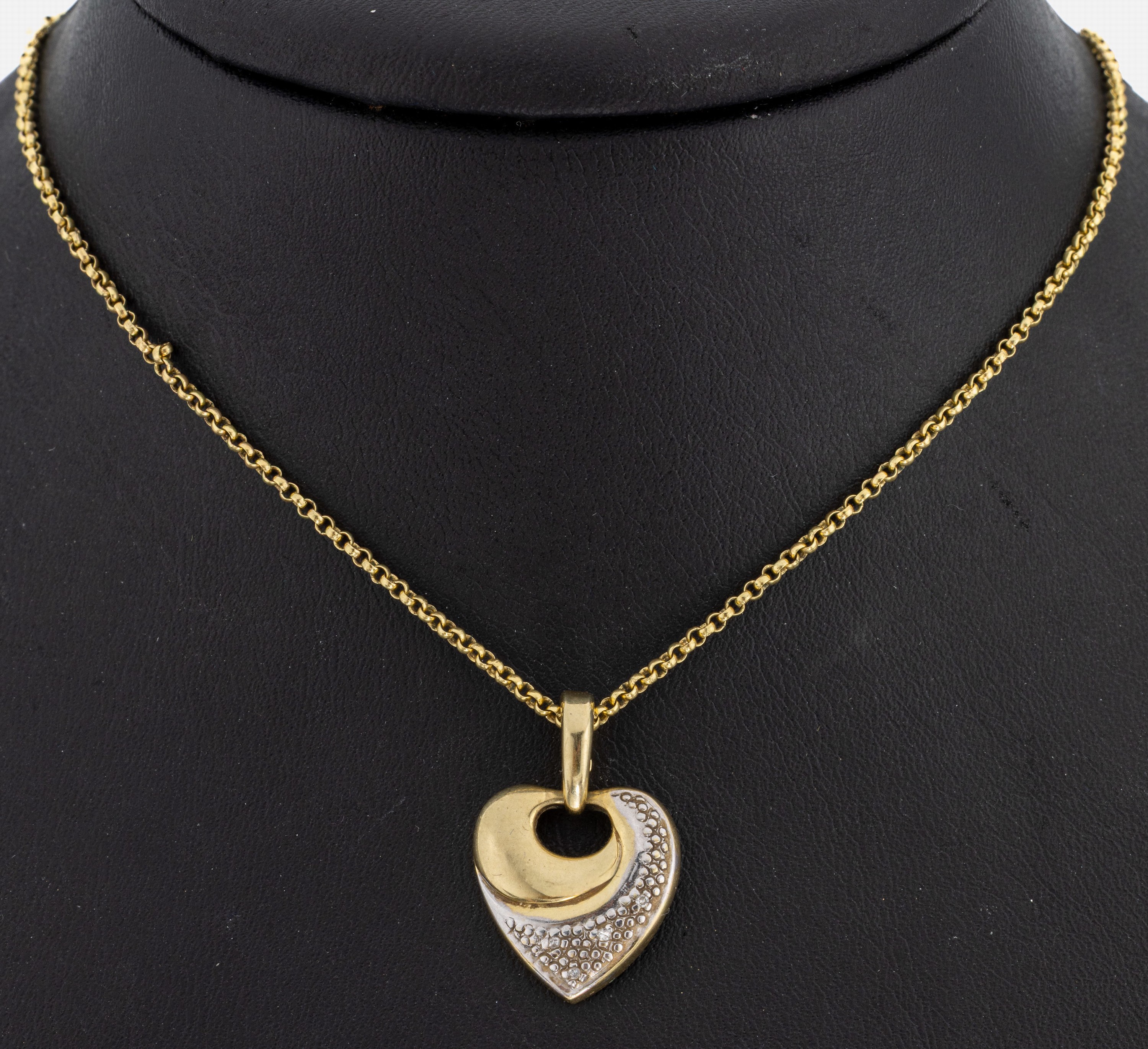 Image 27042232 - 14 kt Gold Diamant-Anhänger, GG 585/000, Herz, part. rhod., 4 kl. 8/8-Diamanten, ...