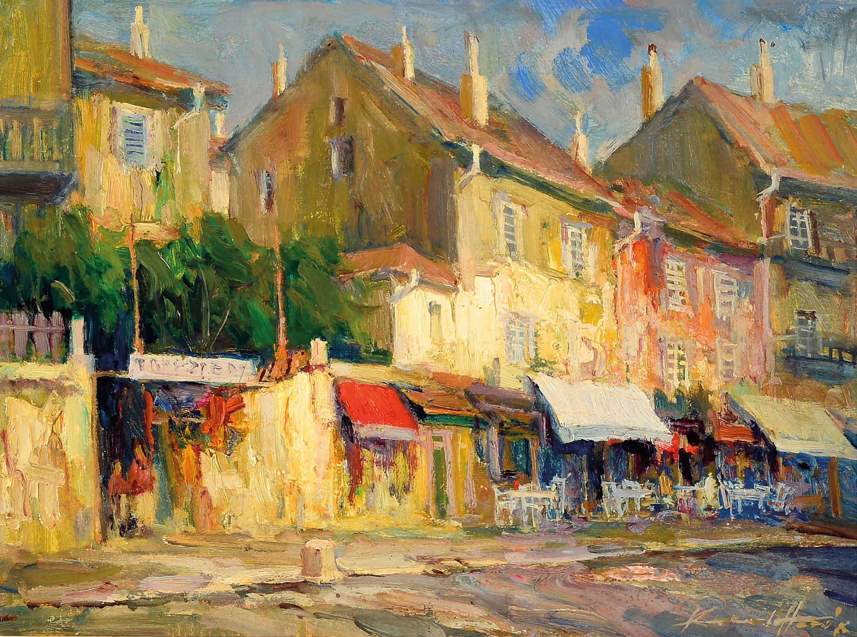 Image 27042237 - Prof. Karel Hodr, 1910 Prag-2002 Konstanz, 2 Werke: Öl/Masonit, ´Ibiza Gasse´ 1991, ...