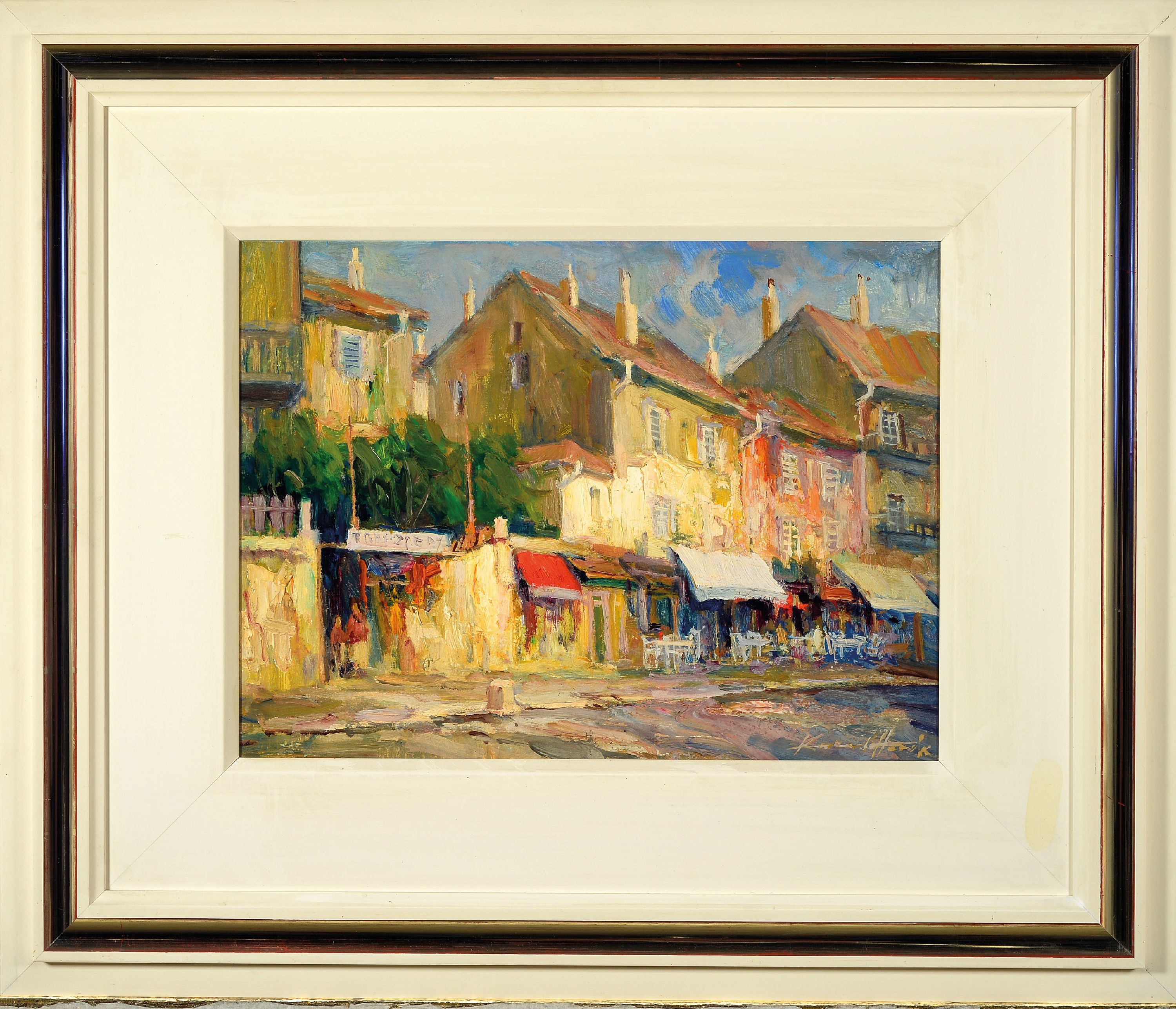 Detail k: Prof. Karel Hodr, 1910 Prag-2002 Konstanz, 2 Werke: Öl/Masonit, "Ibiza Gasse" 1991, 38x25 cm; "St. Tropez" 1991, 30x40 cm, ...