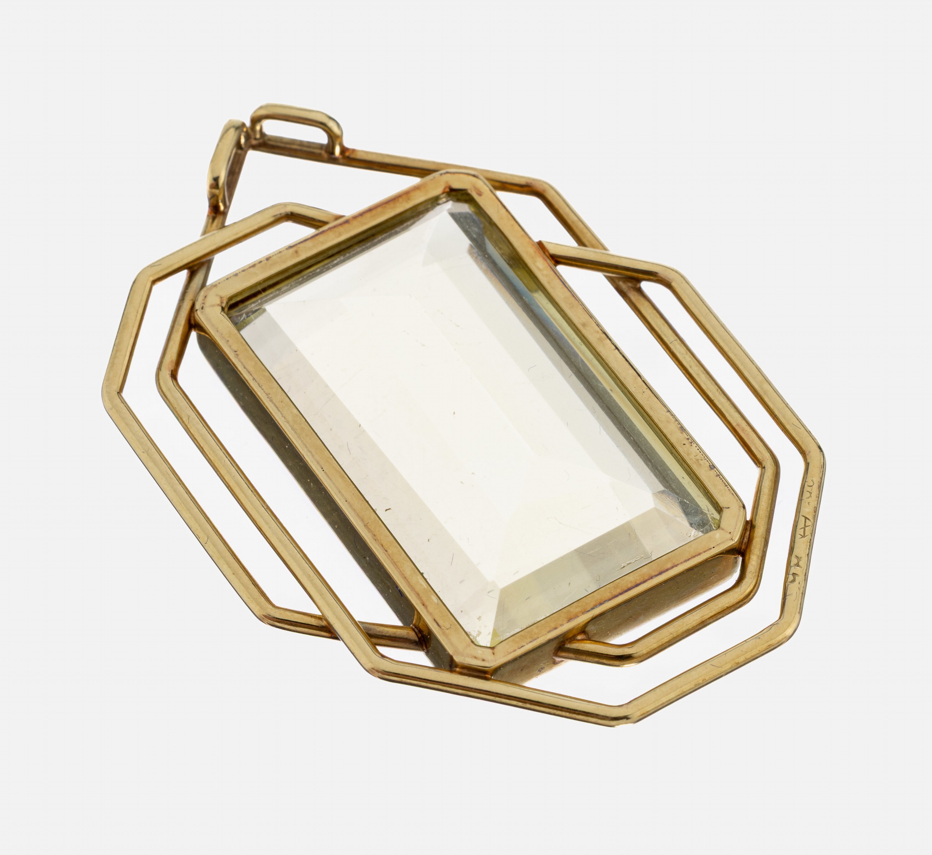 Image 27042261 - 14 kt Gold Lemoncitrin-Anhänger, GG 585/000, qualitätvolle Verarbeitung, geometrisch, ...