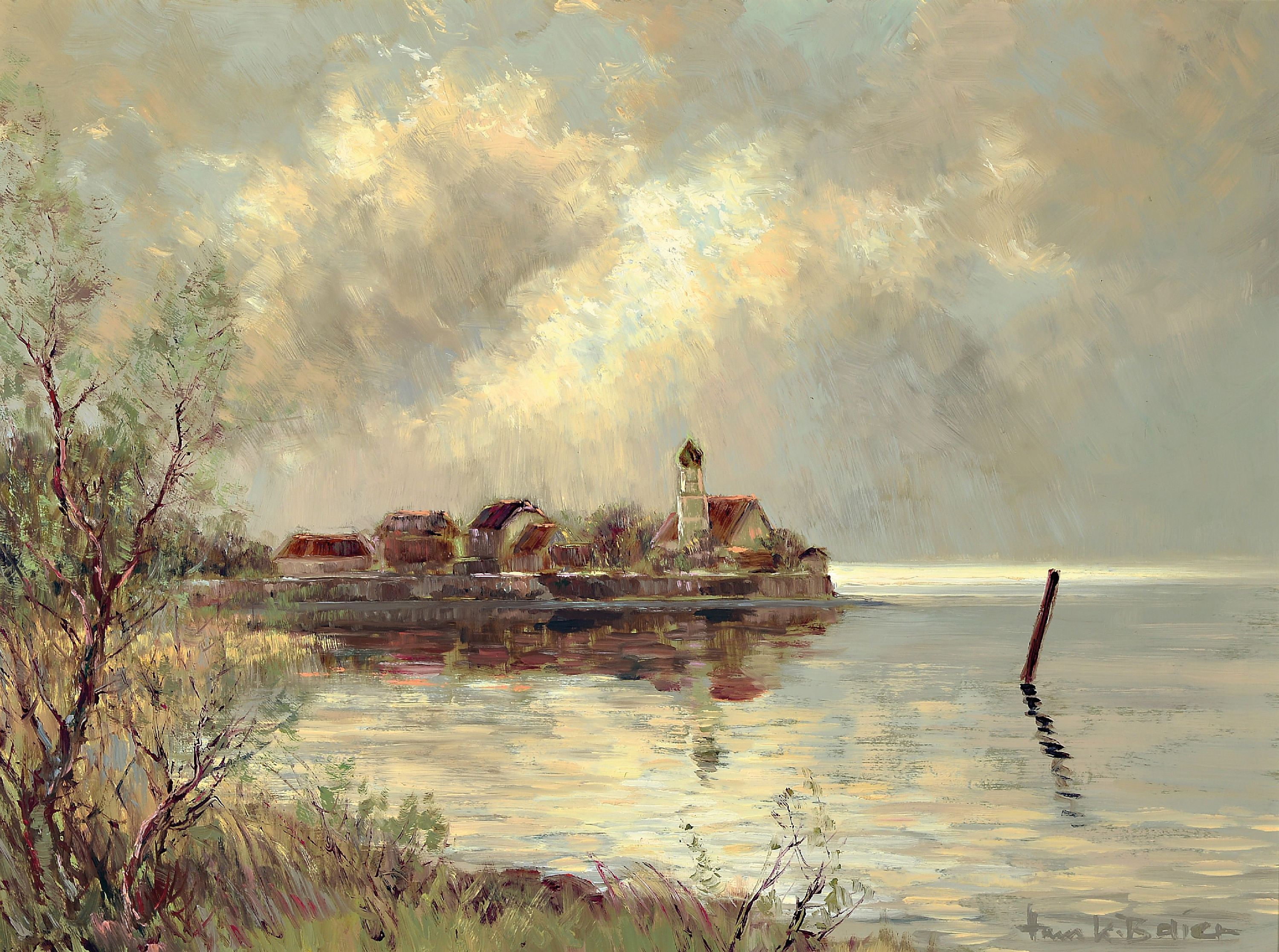 Image 27042262 - Hans Karl Baier, 1918 Ulm-1976 Oberstdorf, Wasserburg am Bodensee, so rückseitig ...