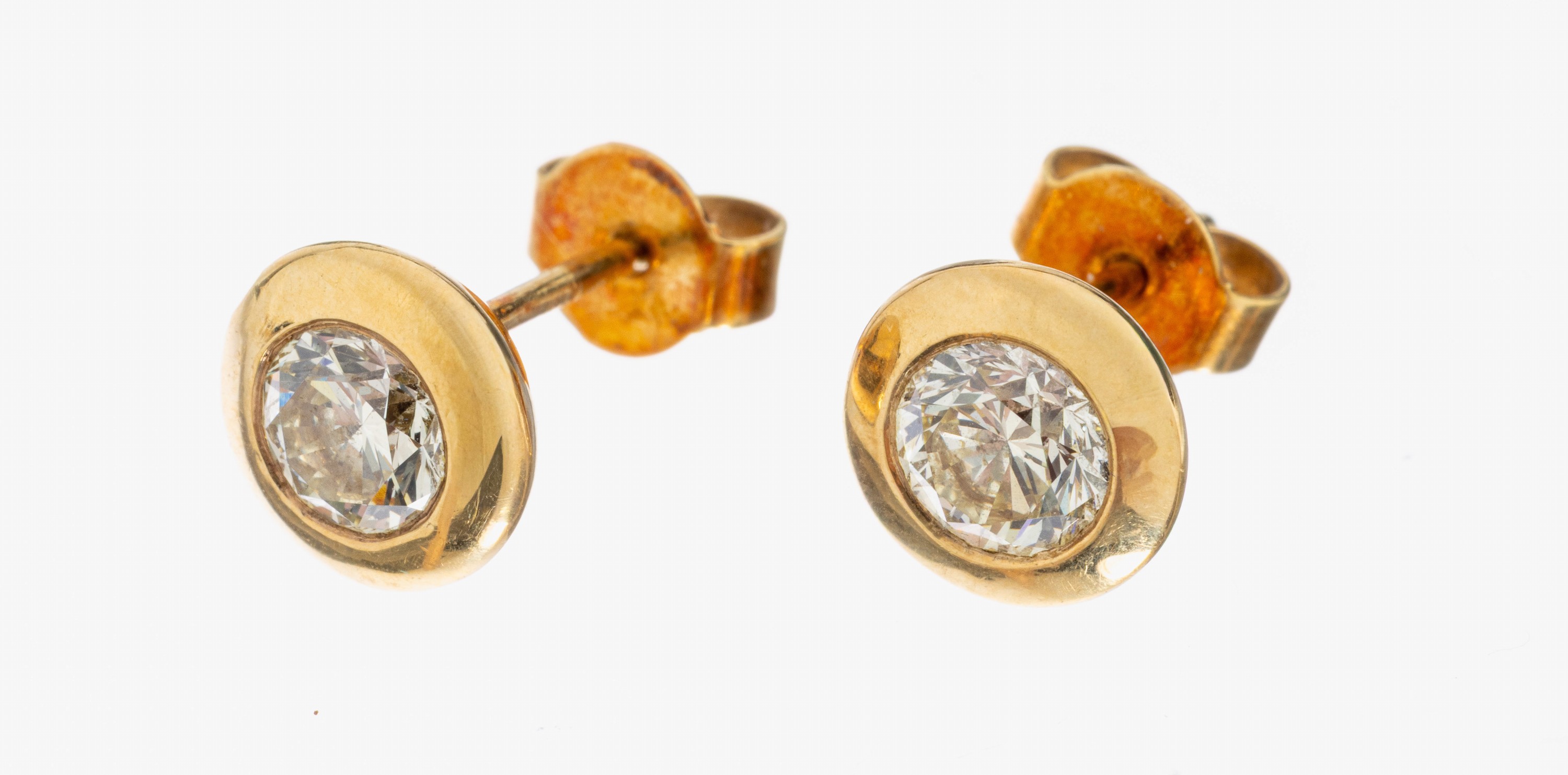 Image 27042274 - Paar 18 kt Gold Brillant-Ohrstecker, GG 750/000, je 1 Brillant laut Galia-Expertise von ...