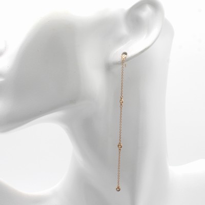 27042221a - Paar Ohrstecker mit Brillanten, RG 750/000, lange Abhängungen mit integrierten Brill. ...