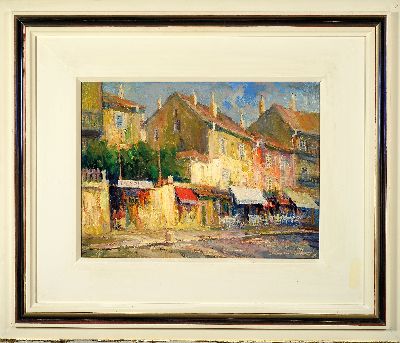 27042237k - Prof. Karel Hodr, 1910 Prag-2002 Konstanz, 2 Werke: Öl/Masonit, ´Ibiza Gasse´ 1991, ...