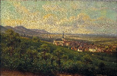 Image Ungedeuteter Künstler des 19.Jh., Ansicht von Bensheim, Blick über die Stadt in die ...