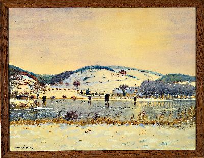 27042263m - Otto Knödler, 1887-1960, 3 Aquarelle: 1) verschneite Landschaft mit Häuserzeile, sign. ...