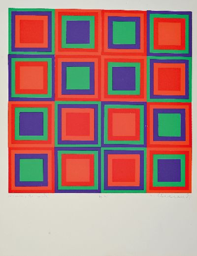 27042284l - Reiner Kallhardt, born in 1933, 5 screen prints, 1x permutation, color screen print from ...