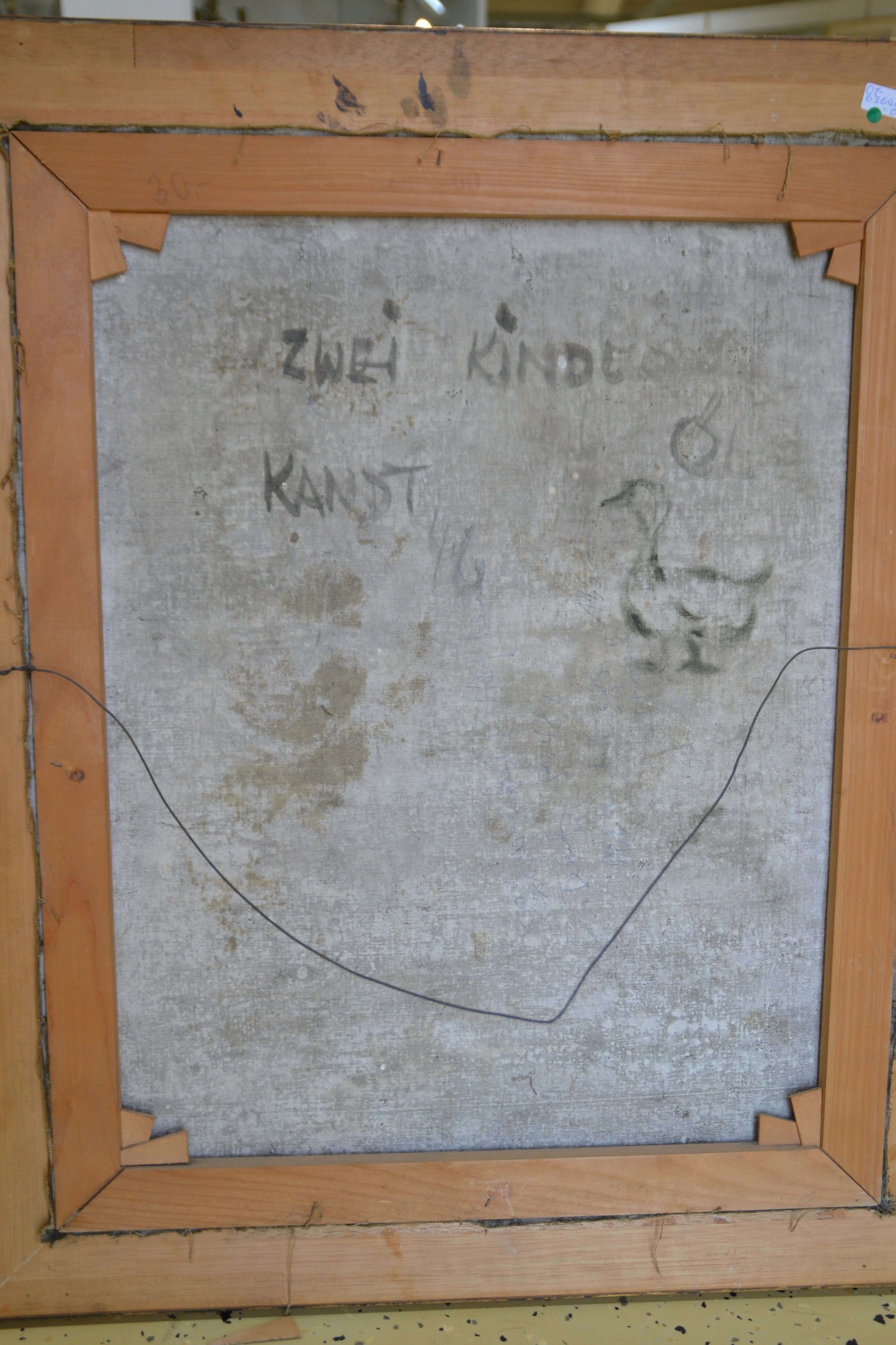Detail a: Manfred Kandt, 1922 Danzig-1992 Rostock, "Zwei Kinder", 1946, Frühwerk in neusachlichem Duktus, rechts oben signiert und datiert, verso ...