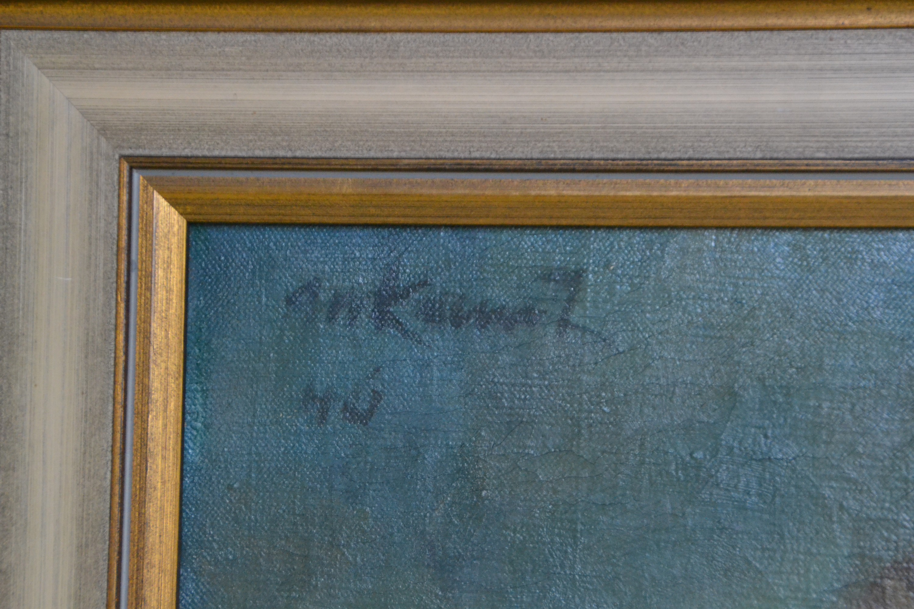 Detail c: Manfred Kandt, 1922 Danzig-1992 Rostock, "Zwei Kinder", 1946, Frühwerk in neusachlichem Duktus, rechts oben signiert und datiert, verso ...
