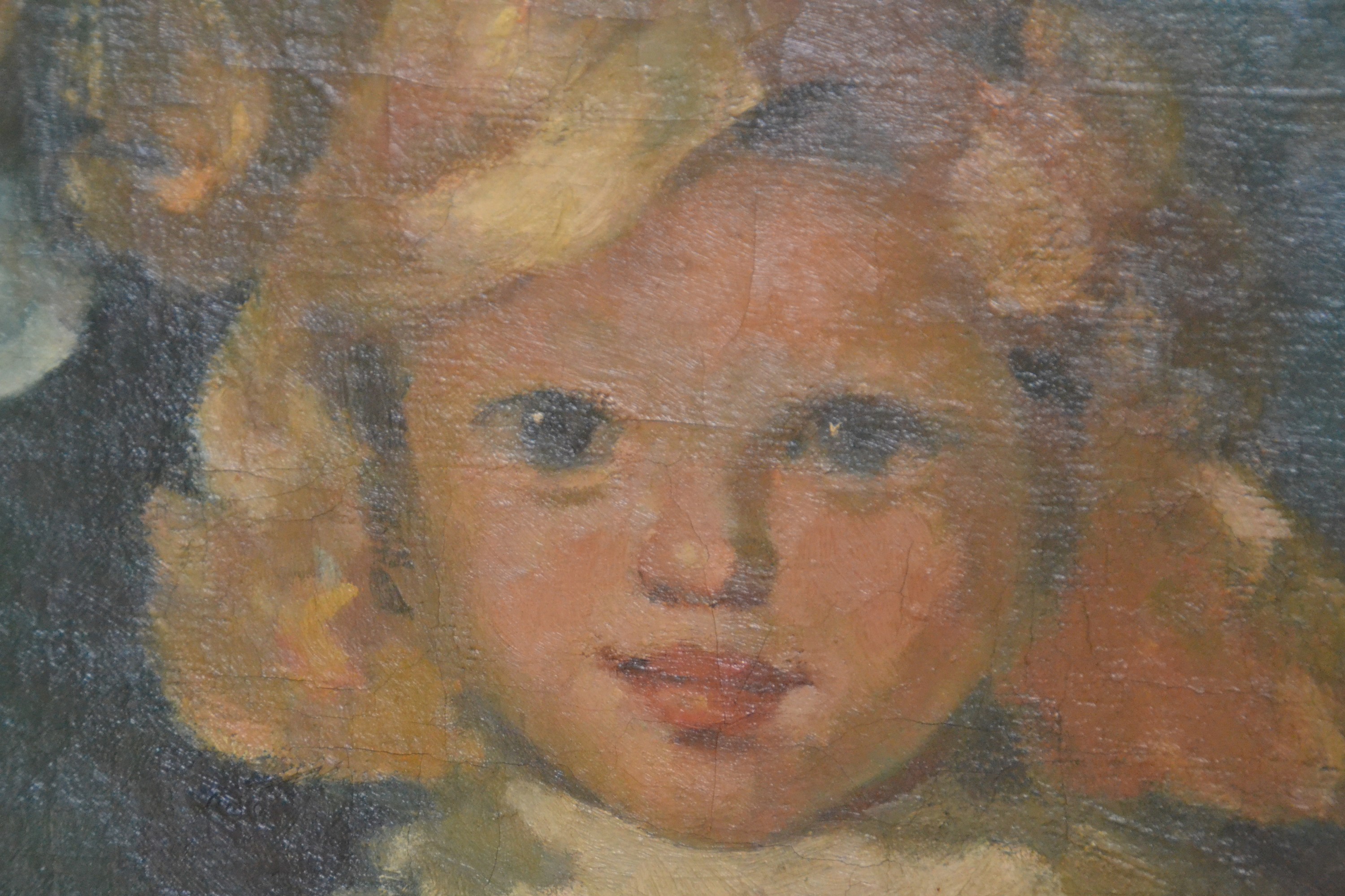 Detail d: Manfred Kandt, 1922 Danzig-1992 Rostock, "Zwei Kinder", 1946, Frühwerk in neusachlichem Duktus, rechts oben signiert und datiert, verso ...