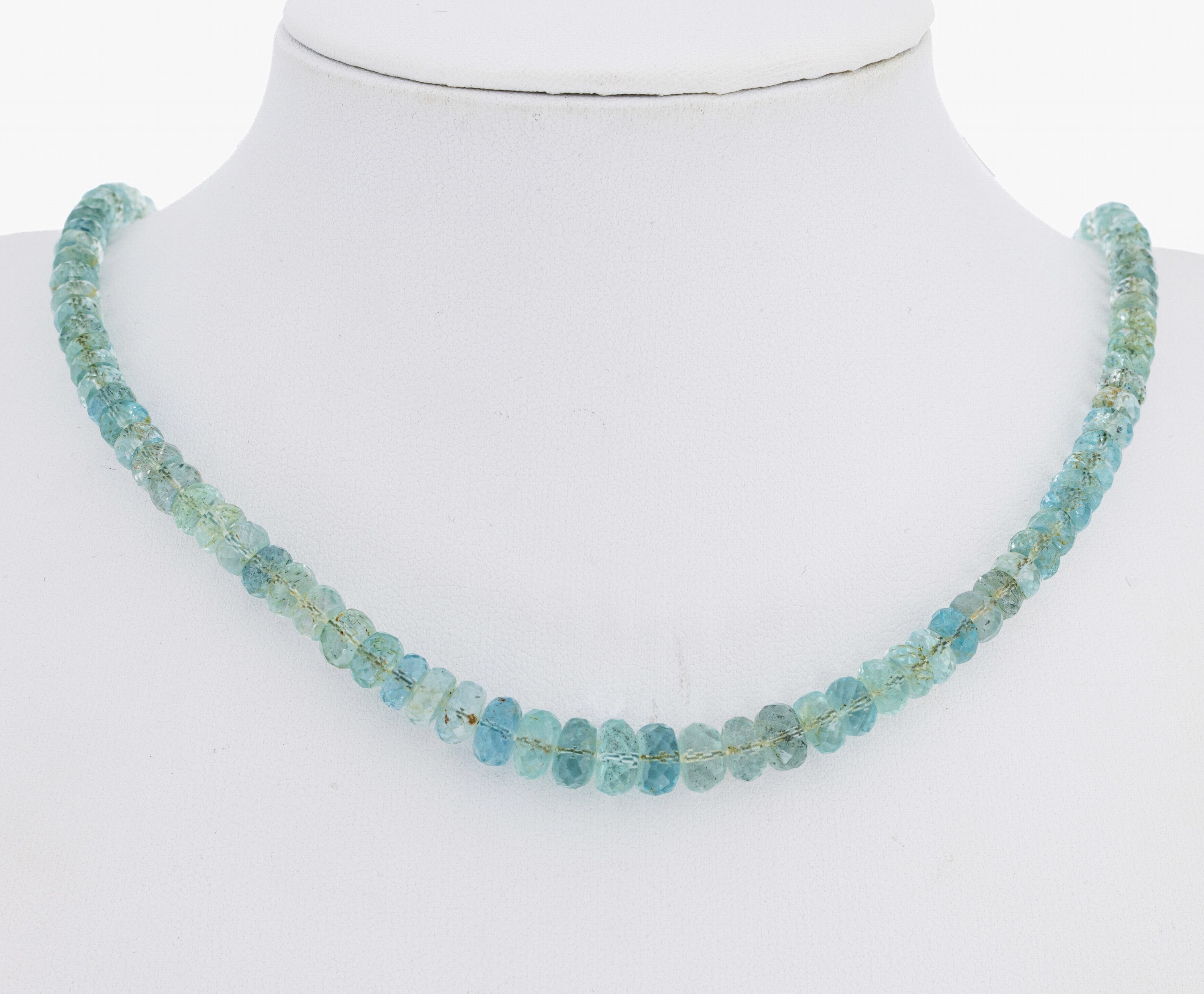 Image 27042306 - Aquamarin-Collier, im Verlauf facett. Aquamarinlinsen, D. ca. 3.1-8.0 mm, L. ca. 51 cm, ...