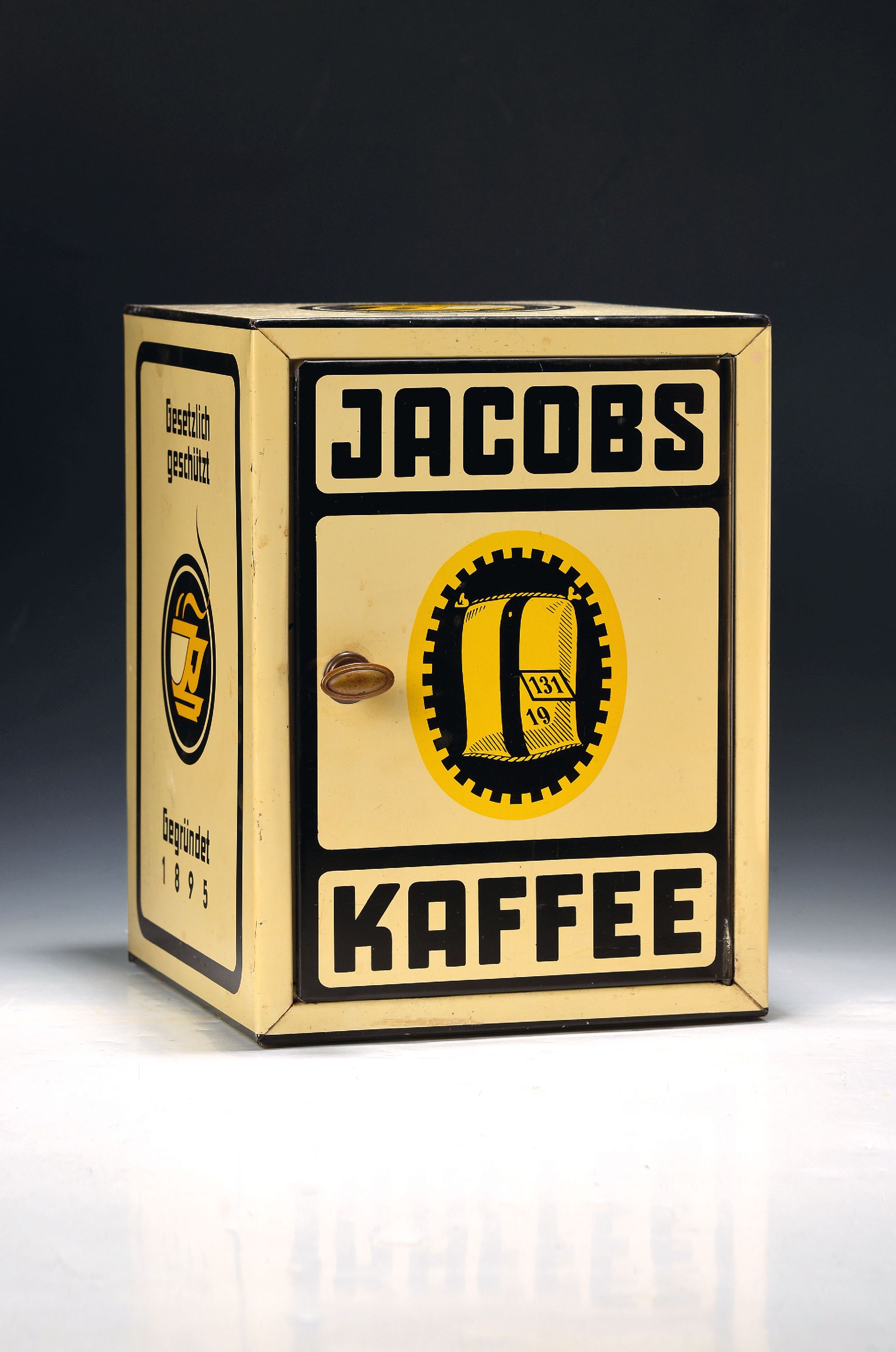 Image 27042323 - Reklameschränkchen für Jacobs Kaffee, 1930er Jahre, Eisenblech, eintüriger Korpus, ...