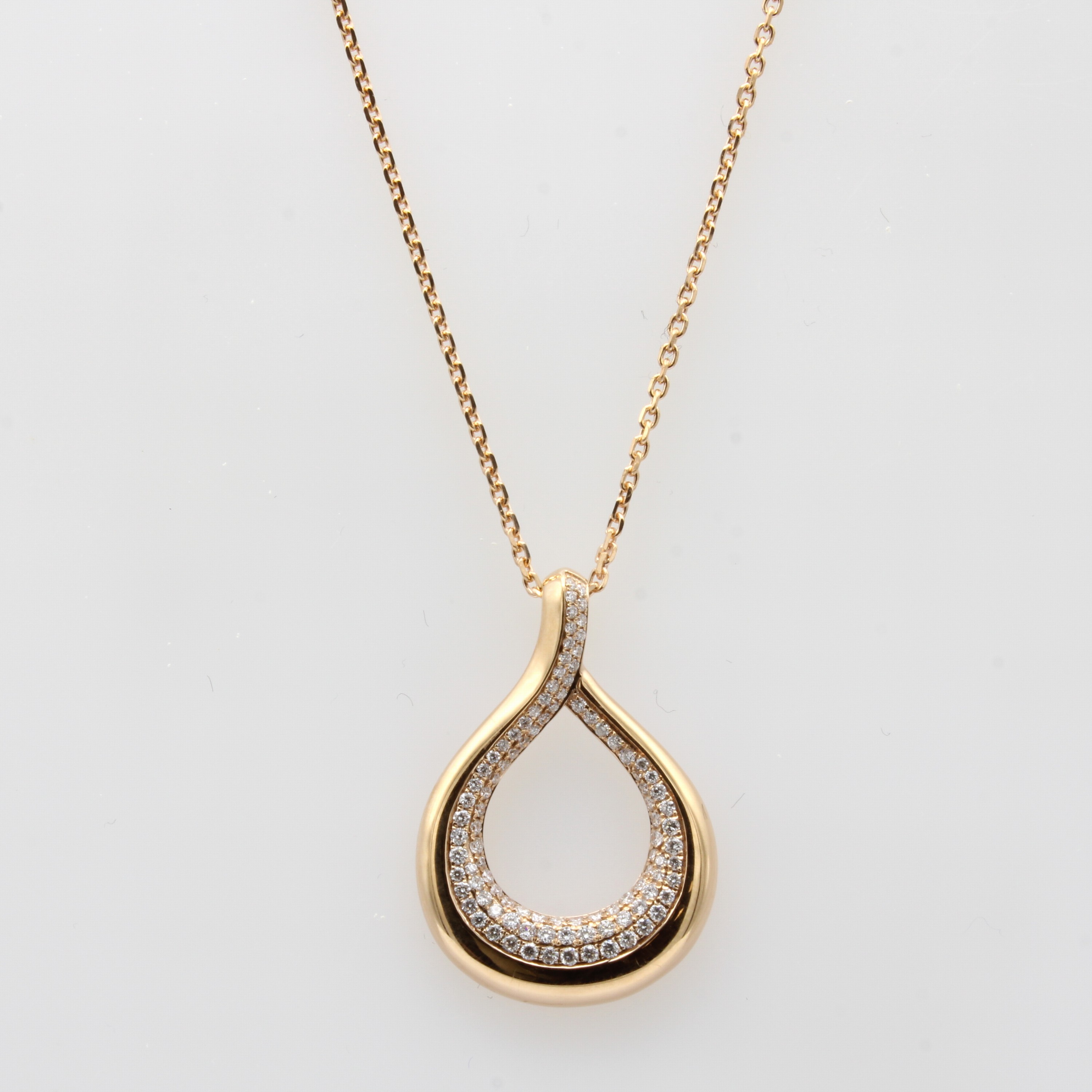 Image 27042356 - Anhänger mit Brillanten an Kette, RG 750/000, tropfenförm. Anhänger bes. m. Brill. ...