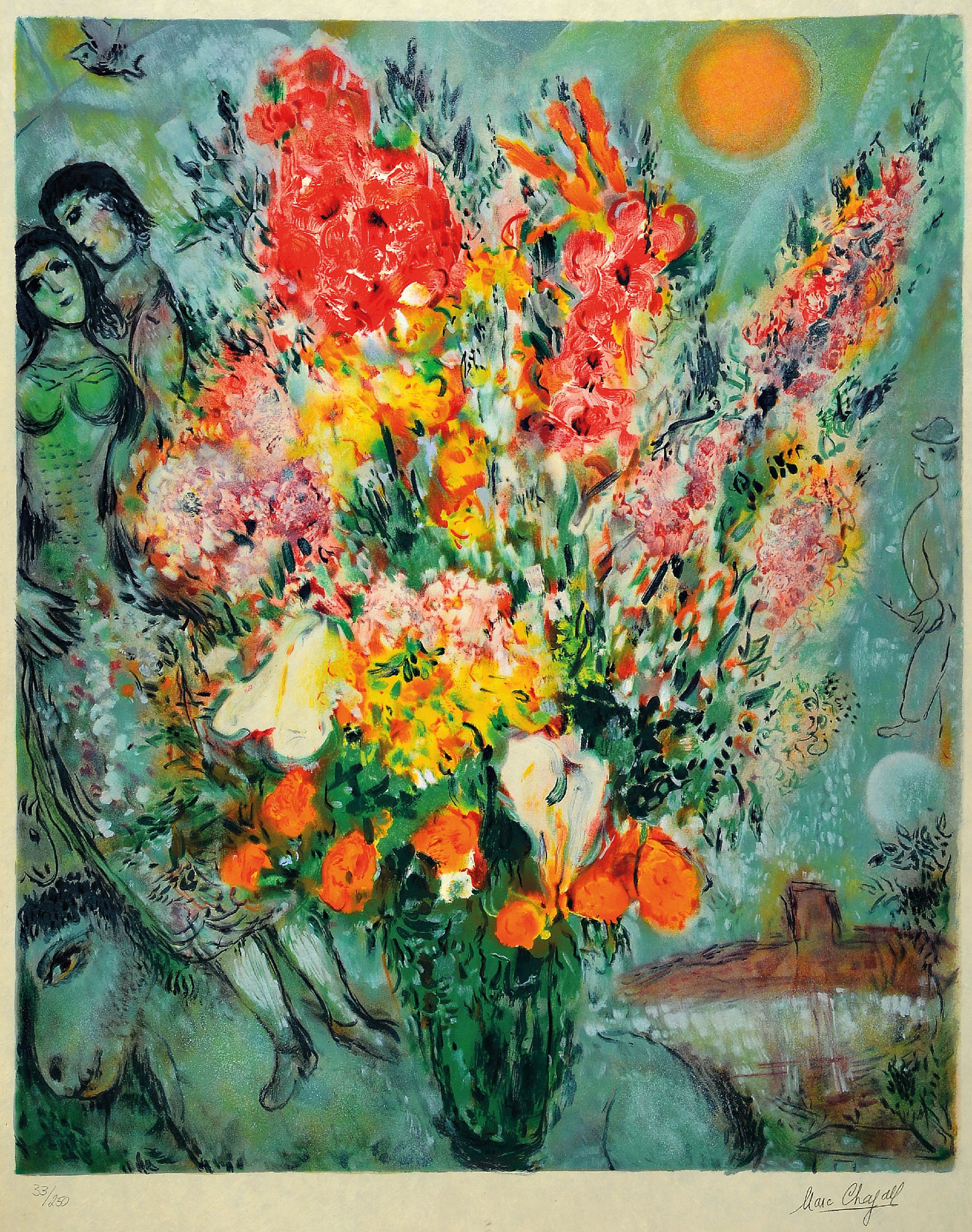 Image 27042376 - Marc Chagall, 1887-1985, Farblithographie nach einem Gemälde, auf Japanpapier, rechts ...