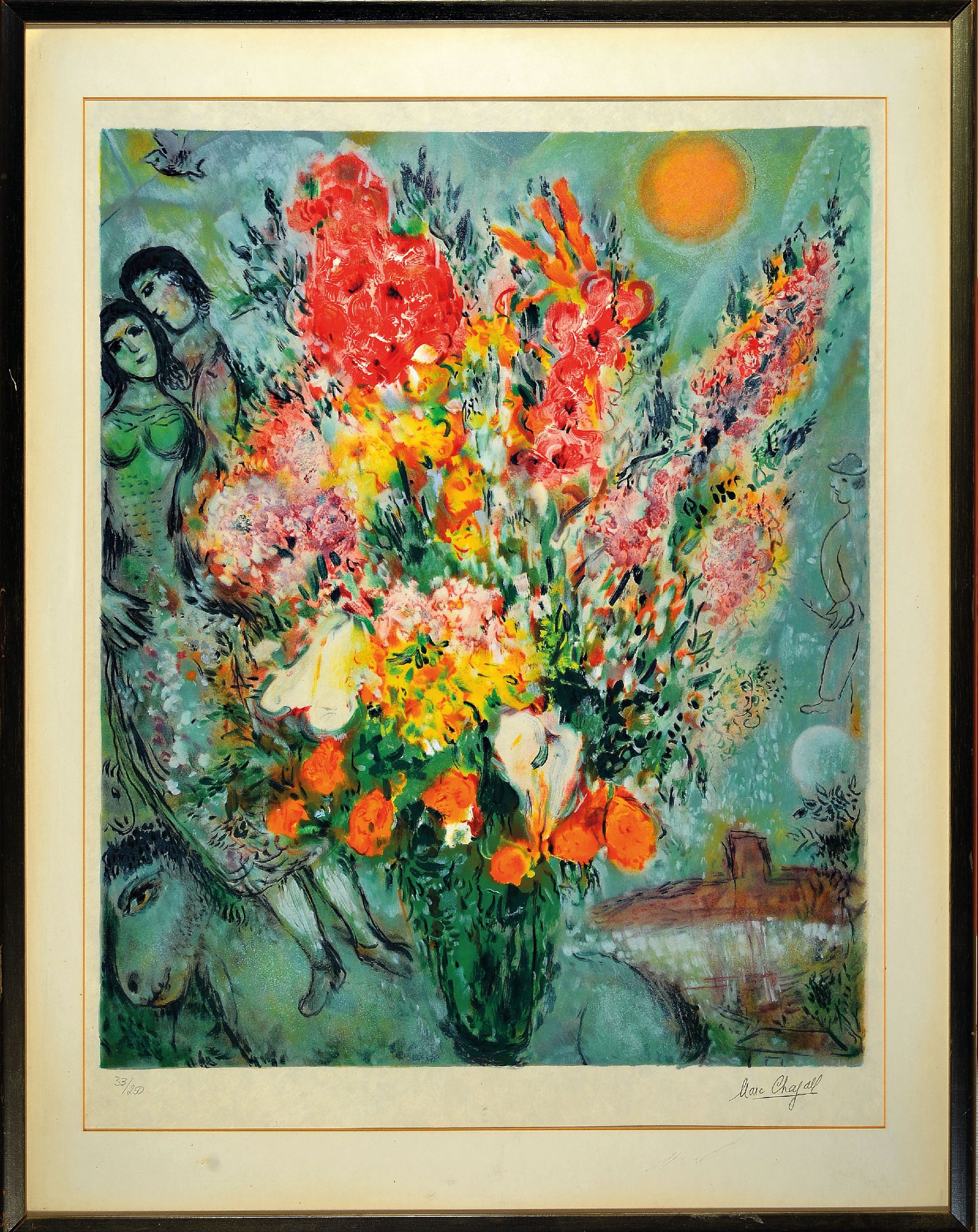 Detail k: Marc Chagall, 1887-1985, Farblithographie nach einem Gemälde, auf Japanpapier, rechts unten drucksigniert, links unten num. 33/250, ca. 70x57cm, PP, ...