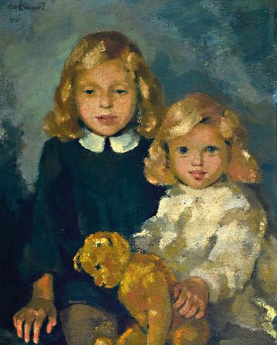 Image Manfred Kandt, 1922 Danzig-1992 Rostock, ´Zwei Kinder´, 1946, Frühwerk in neusachlichem ...