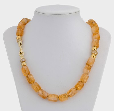 Image Citrin-Collier, facett. Citrin-Tonnen, Zwischenglieder und Klappschließe 925er ...