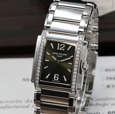 27042351b - PATEK PHILIPPE Twenty-4 Damenarmbanduhr Referenz 4910/1200A-011, quarz, Edelstahlgeh. ...