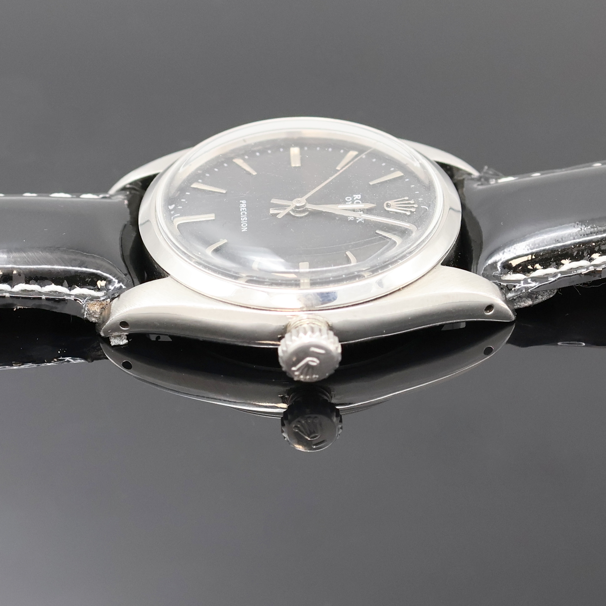 Detail c: ROLEX Oyster Precision Herrenarmbanduhr Referenz 6426/6425, Schweiz 2. Quartal 1966 lt. Gravur im Boden, Handaufzug, verschr. Gehäuse, schwarze ...