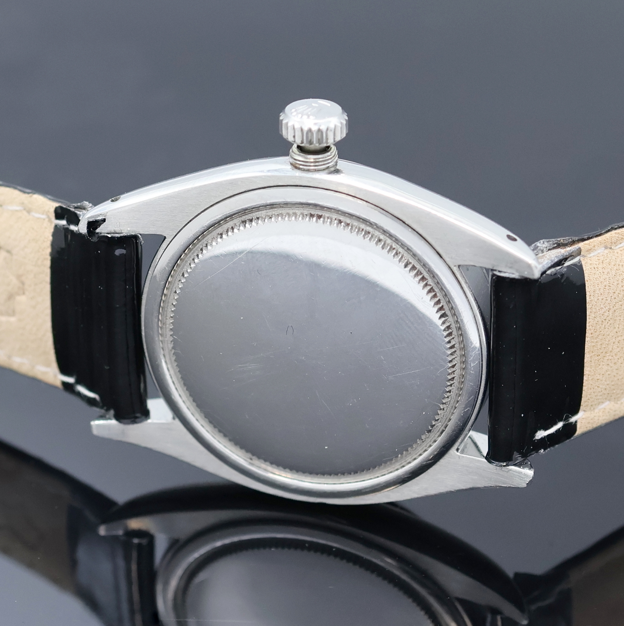Detail d: ROLEX Oyster Precision Herrenarmbanduhr Referenz 6426/6425, Schweiz 2. Quartal 1966 lt. Gravur im Boden, Handaufzug, verschr. Gehäuse, schwarze ...