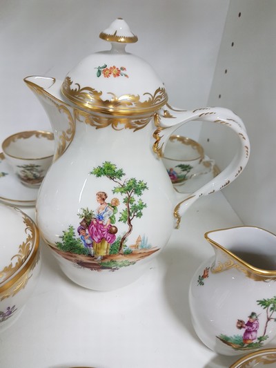 27042404c - Mokka/-Espressoservice für 6 Personen, Augarten Wien, 20. Jh., bunt dekoriert mit ...