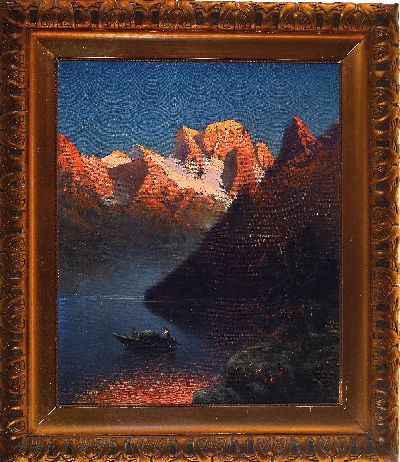 27042485k - F. Feist, wohl Ansicht vom Königsee mit Blick auf den Watzmann, Öl/Lwd., re. unten ...