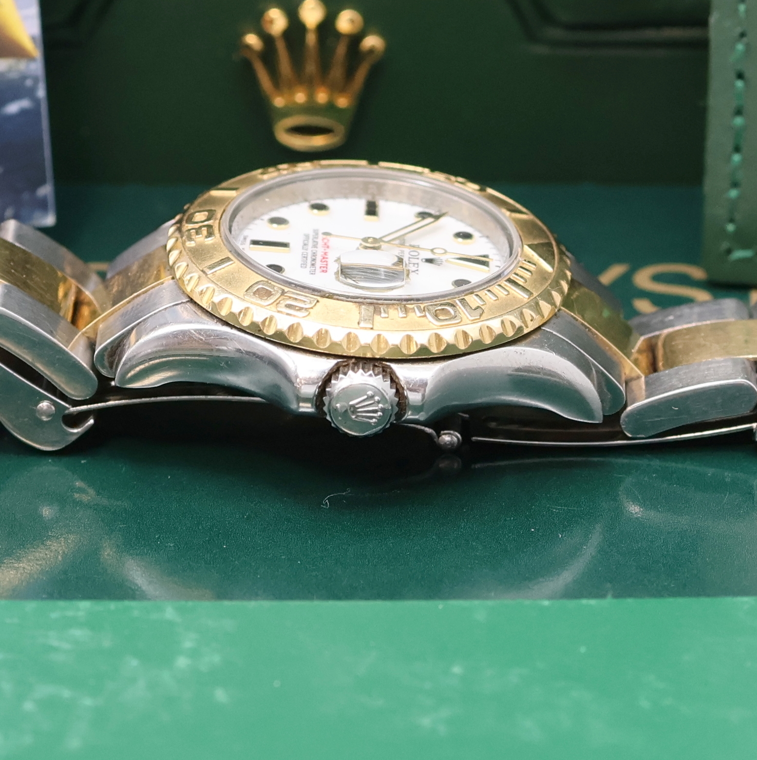 Detail d: ROLEX Oyster Perpetual Date Yacht-Master Damenarmbanduhr Referenz 169623, Schweiz verk. lt. beil. Pap. 08/2008, Automatik, LC 100, Chronometer der ...