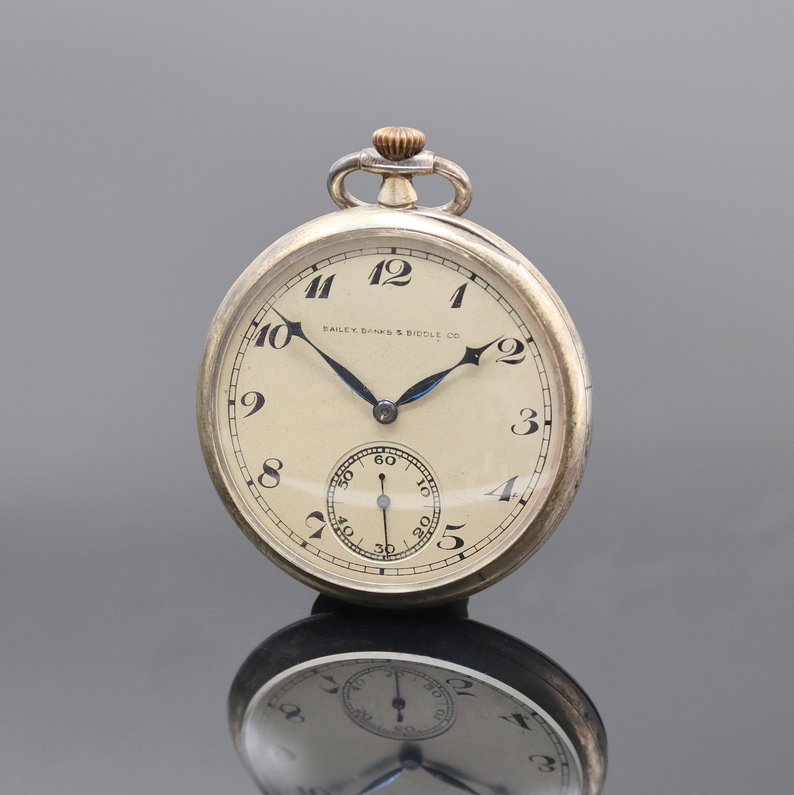 Image 27042526 - BAILEY, BANKS & BIDDLE co offene Sterlingsilber Herrentaschenuhr, Schweiz um 1919, silb. ...