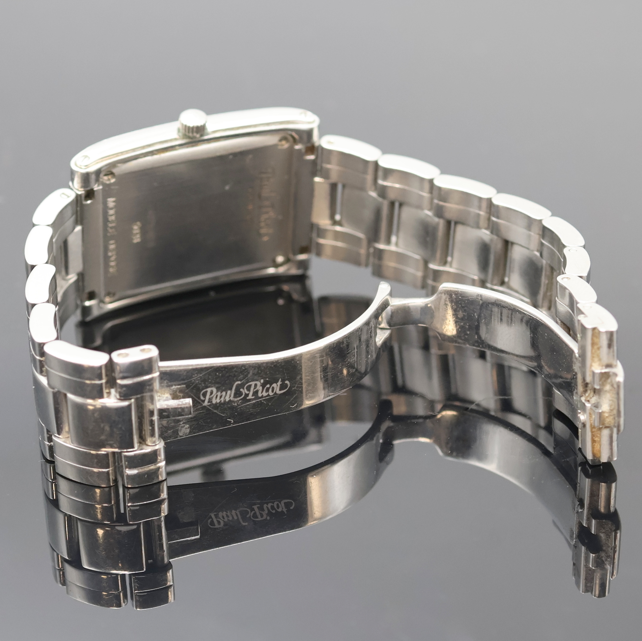 Detail c: PAUL PICOT Armbanduhr mit Diamanten Referenz 5028, Schweiz um 2005, quarz, Edelstahlgeh. aufw. m. Diamanten bes., Boden 4-fach verschr., orig. ...