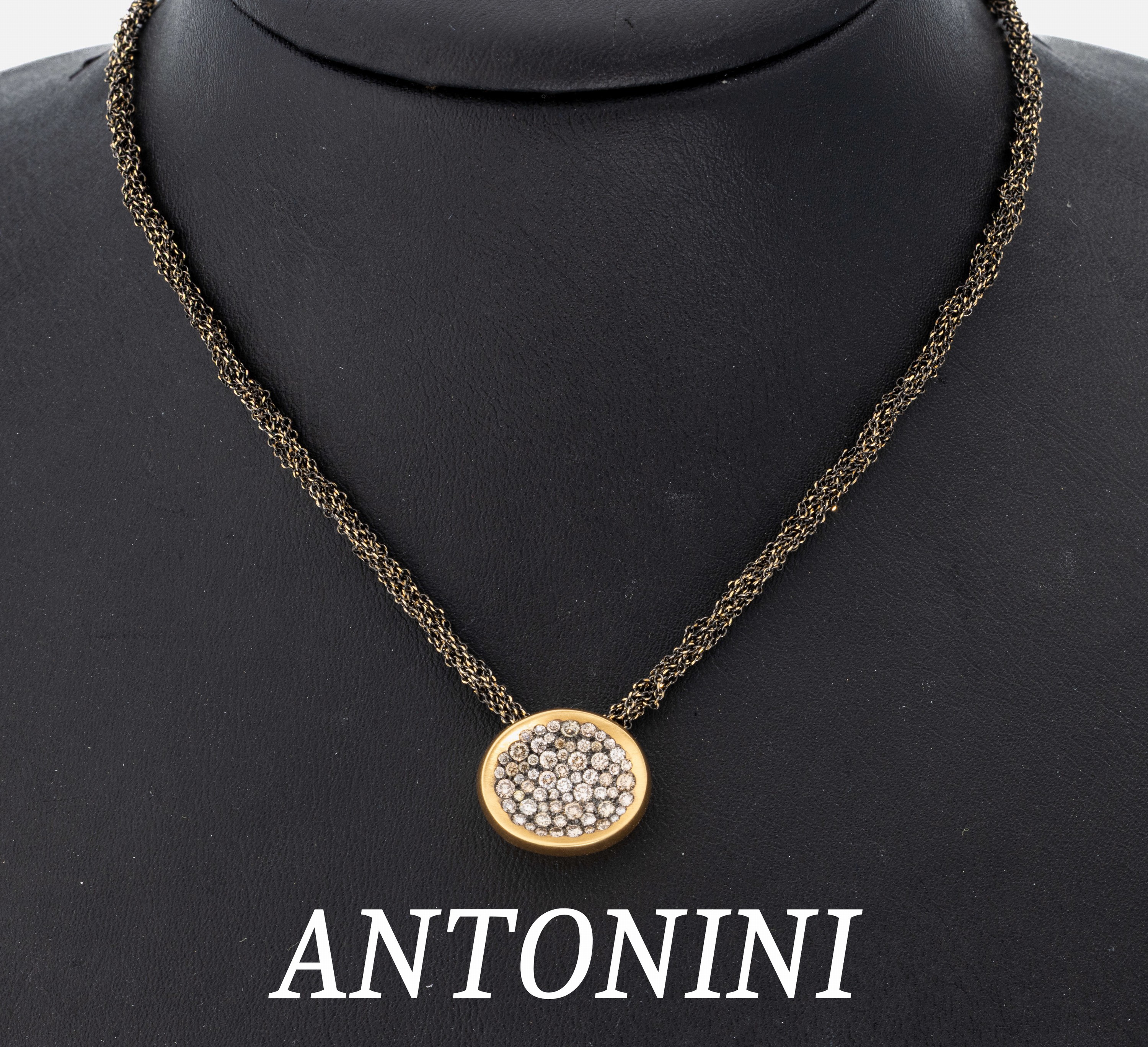 Image 27042530 - 18 kt Gold ANTONINI MATERA Brillant-Collier, GG 750/000, ovales Mittelteil mit ...