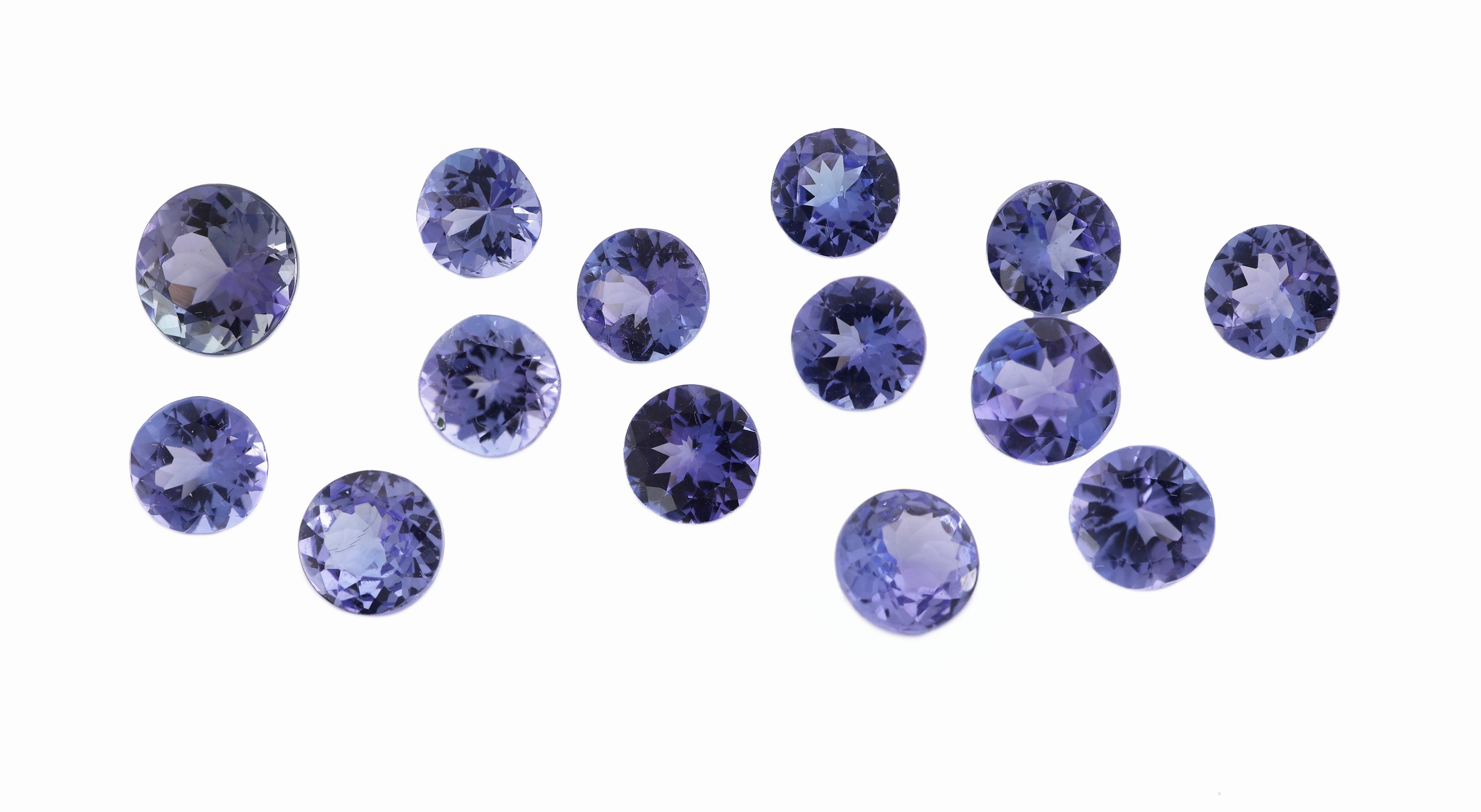 Image 27042566 - Lot lose Tansanite, zus. ca. 7.41 ct, rundfacett. in versch. Größen und Farbnuancen ...